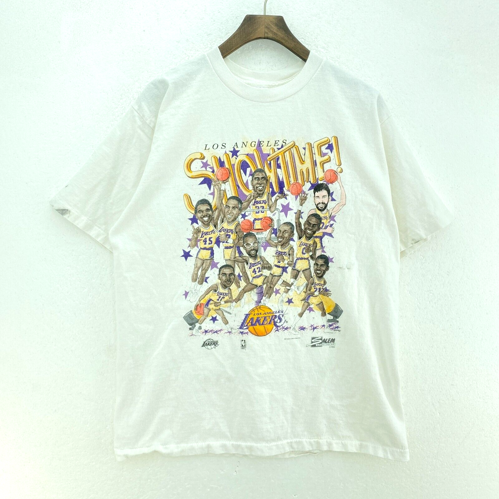 Vintage Los Angeles Lakers Caricature Lake Show NBA Show Time White T-shirt