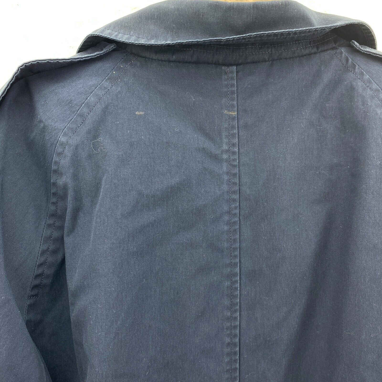 Vintage Military Fleece Lined Army Trench Coat Navy Blue Size L