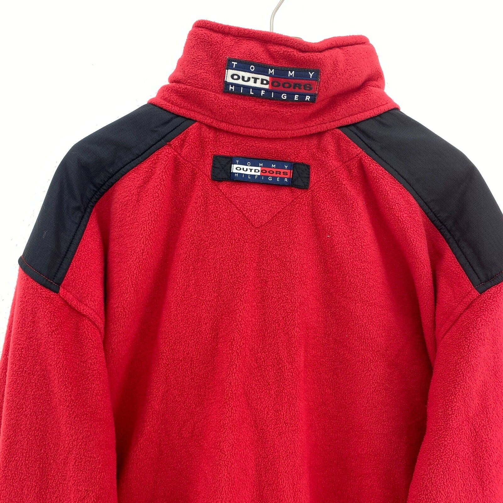 Vintage Tommy Hilfiger Logo Red Fleece Pullover Jacket Size L