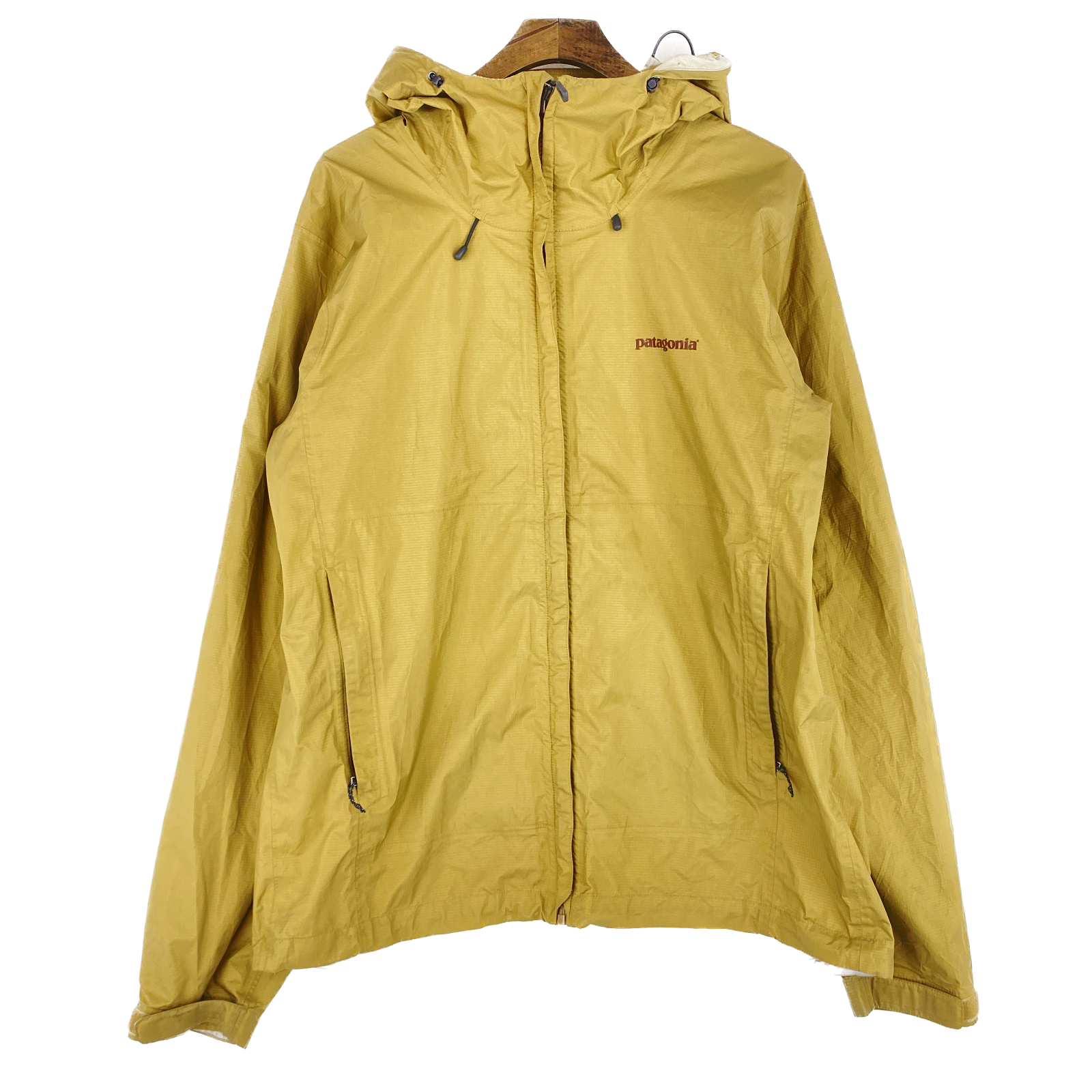 Vintage Patagonia Full Zip Beige Hooded Rain Coat Jacket Size L