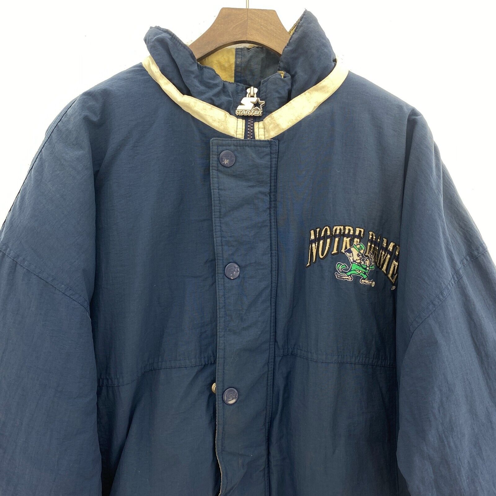 Starter Notre Dame Fighting Irish NCAA Blue Insulated Jacket Full Zip Size XL