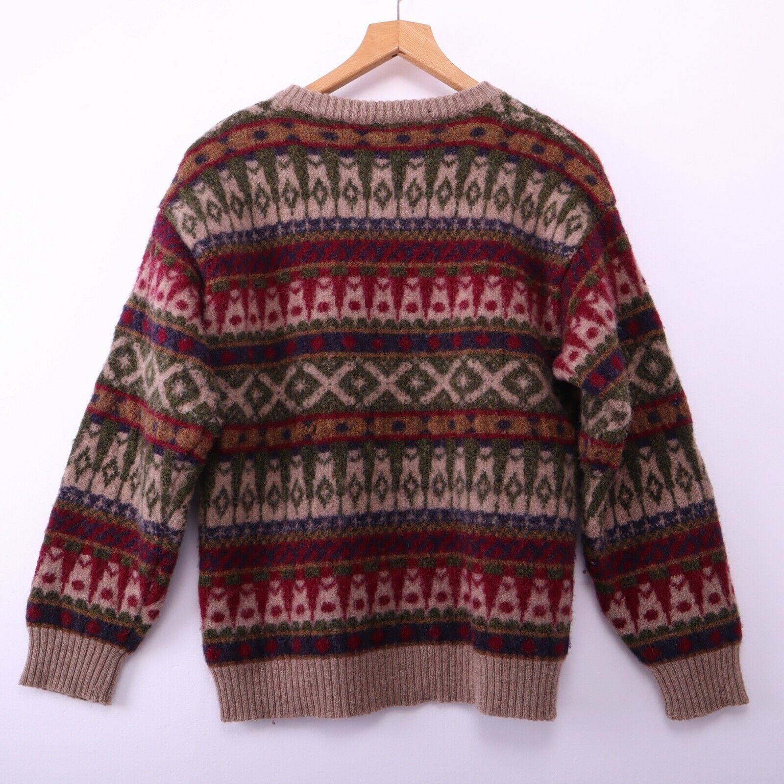H.Leishman Women's Wool Knit Pullover Sweater Size Large Red 90s