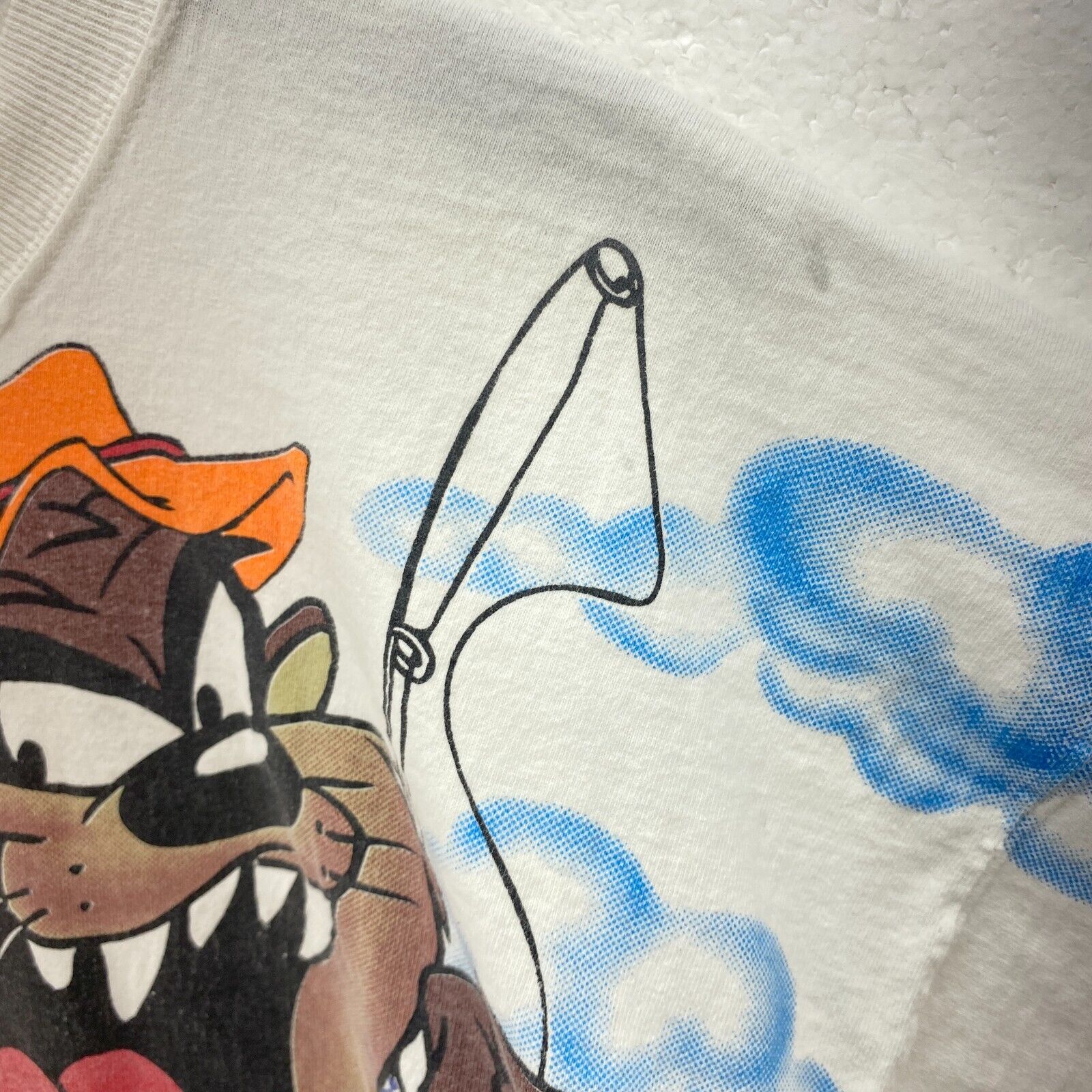 Looney Tunes Tasmanian Devil Fisher White Vintage T-shirt XL