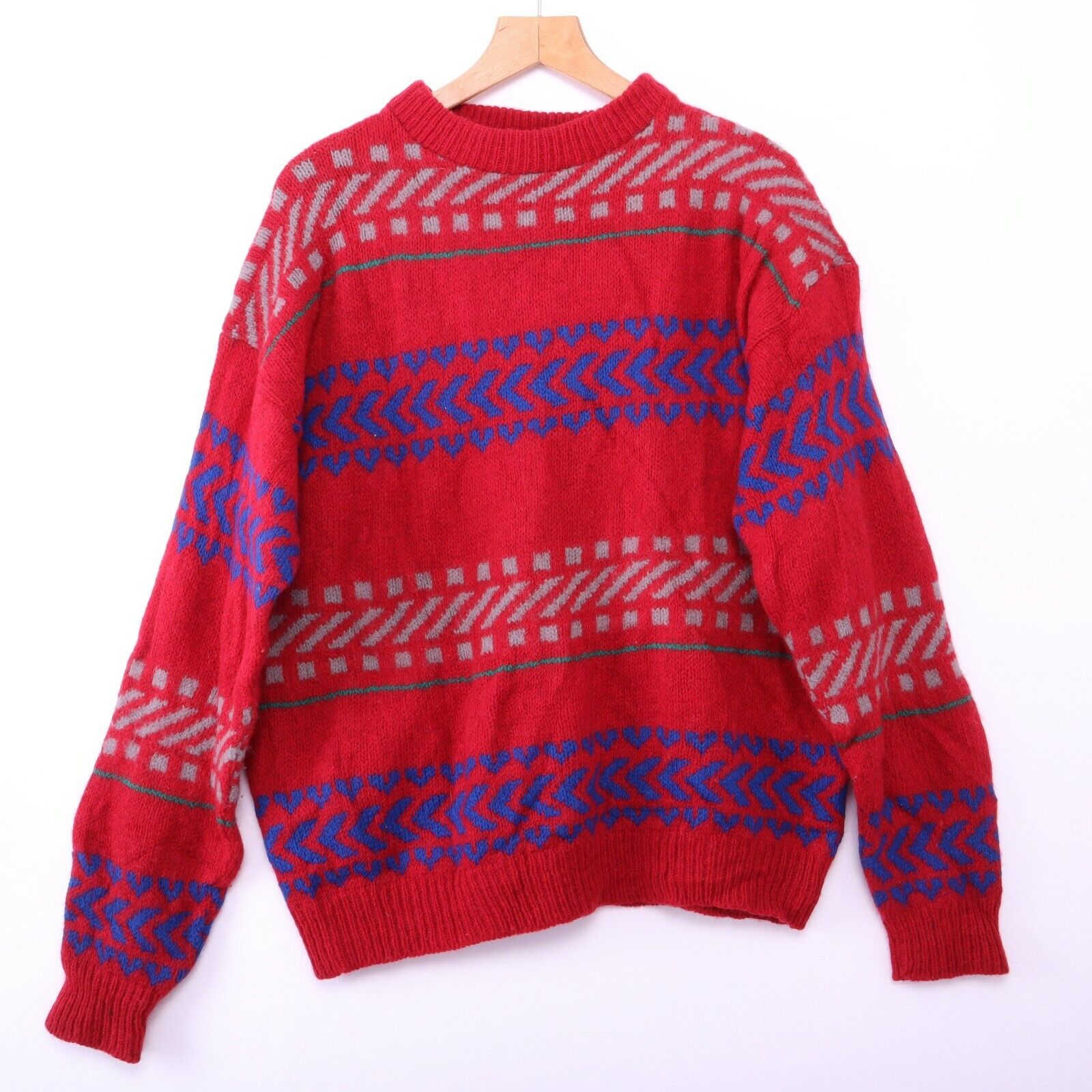Pendleton Wool Knit Sweater Red Crewneck Size Large 90s