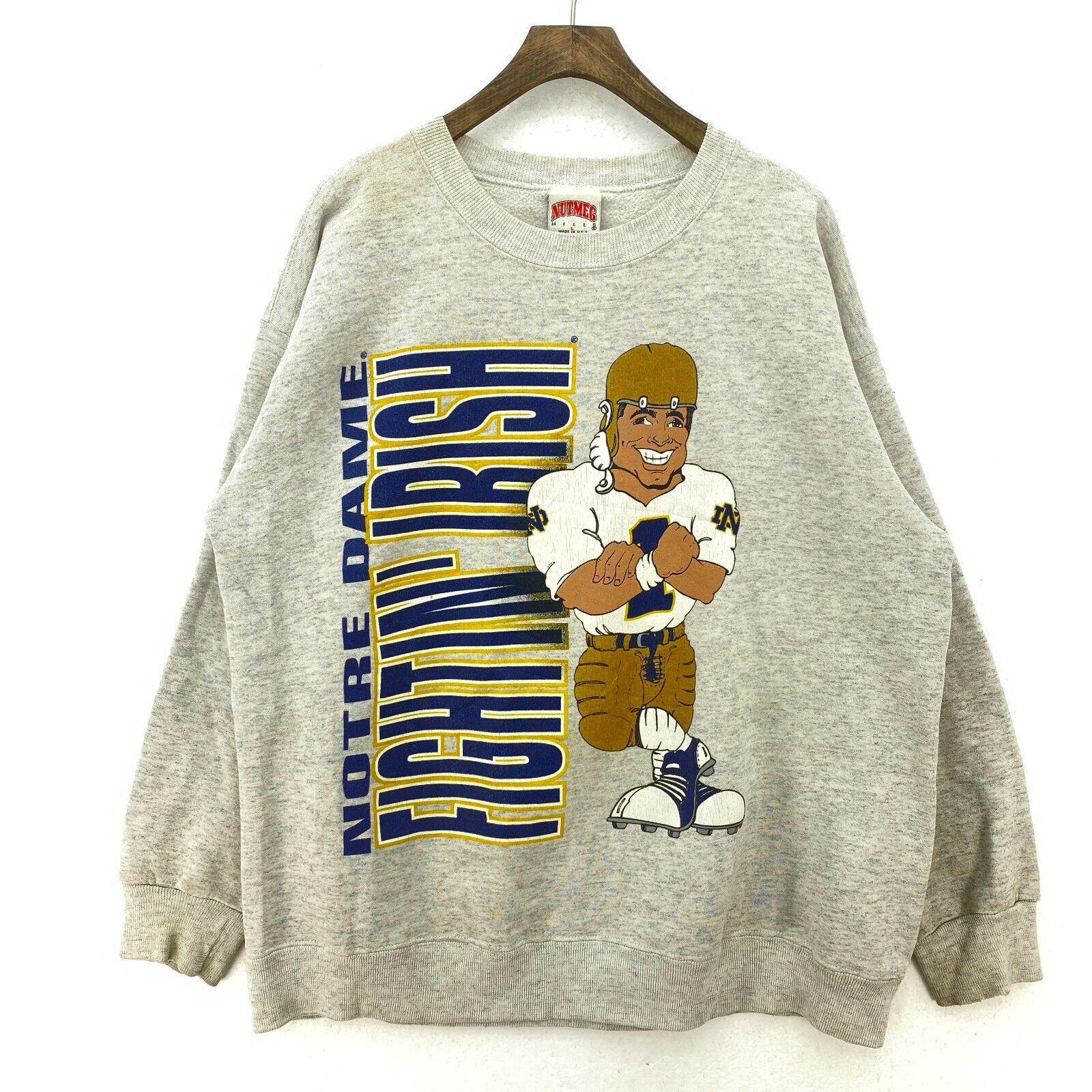 Vintage Nutmeg Notre Dame Fighting Irish NCAA Gray Sweatshirt Size L