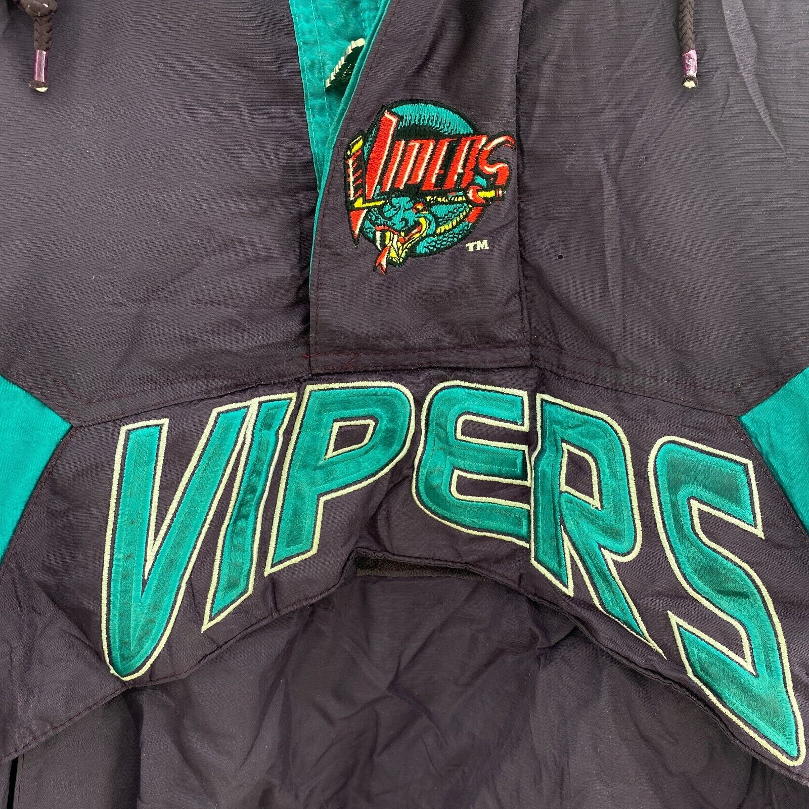 Starter Detroit Vipers NHL Quarter Zip Purple Insulated Jacket Size XXL Hooded