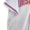 Washington Nationals MLB Spell Out Logo Gray Button Up V-Neck Jersey Size L