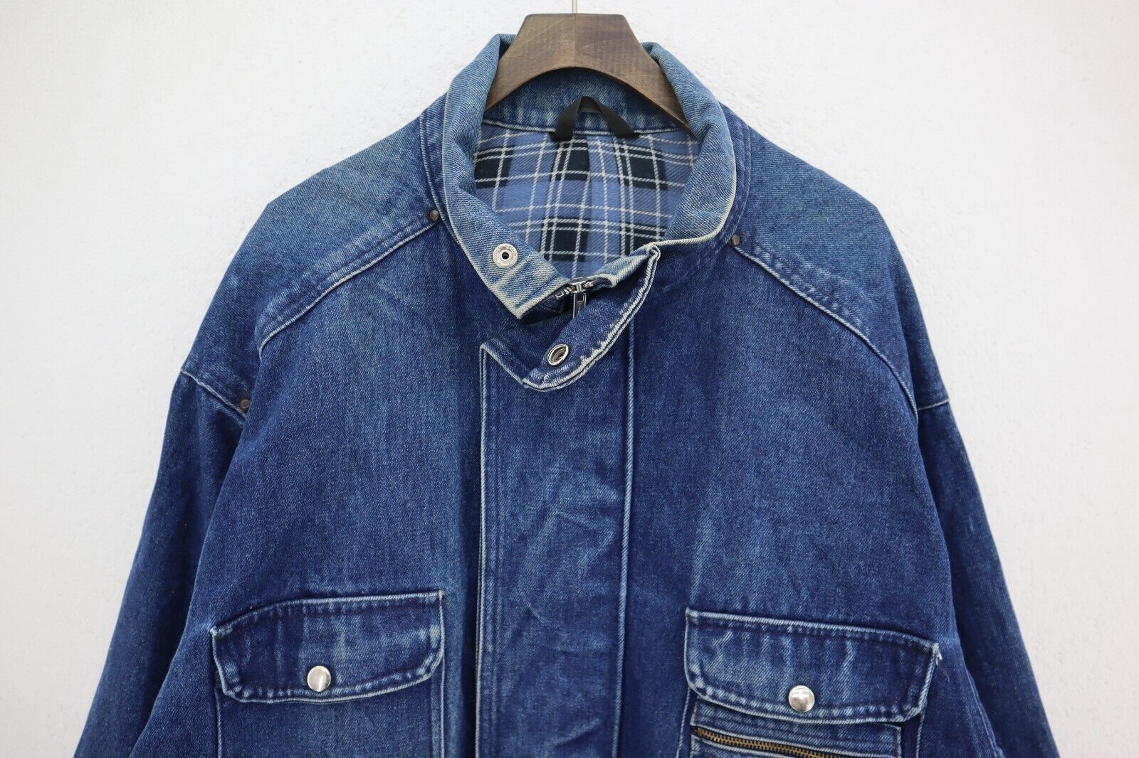 Vintage Levi Strauss Full Zip Medium Wash Blue Denim Jacket Size M