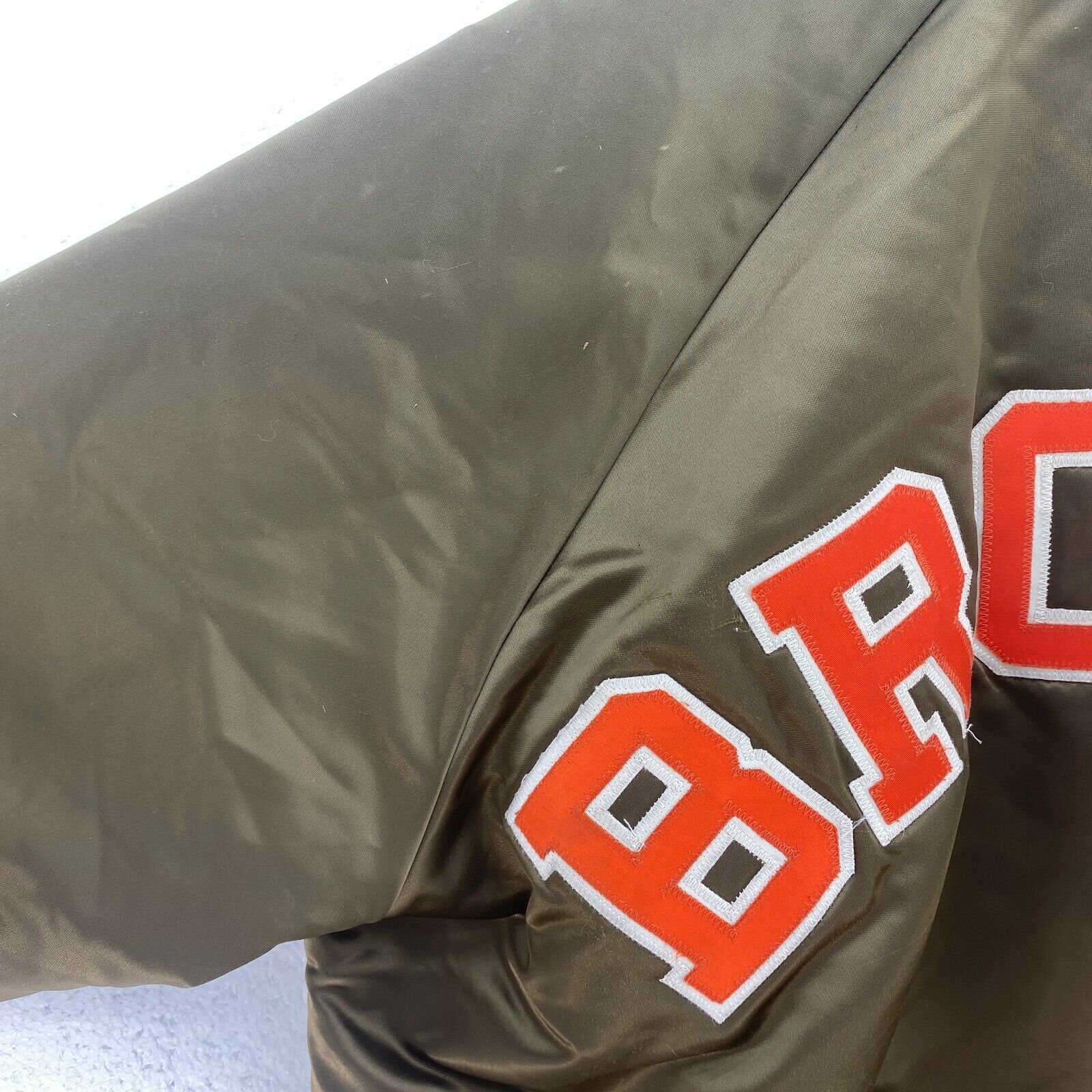 Cleveland Browns Logo Green Bomber Jacket Size XL