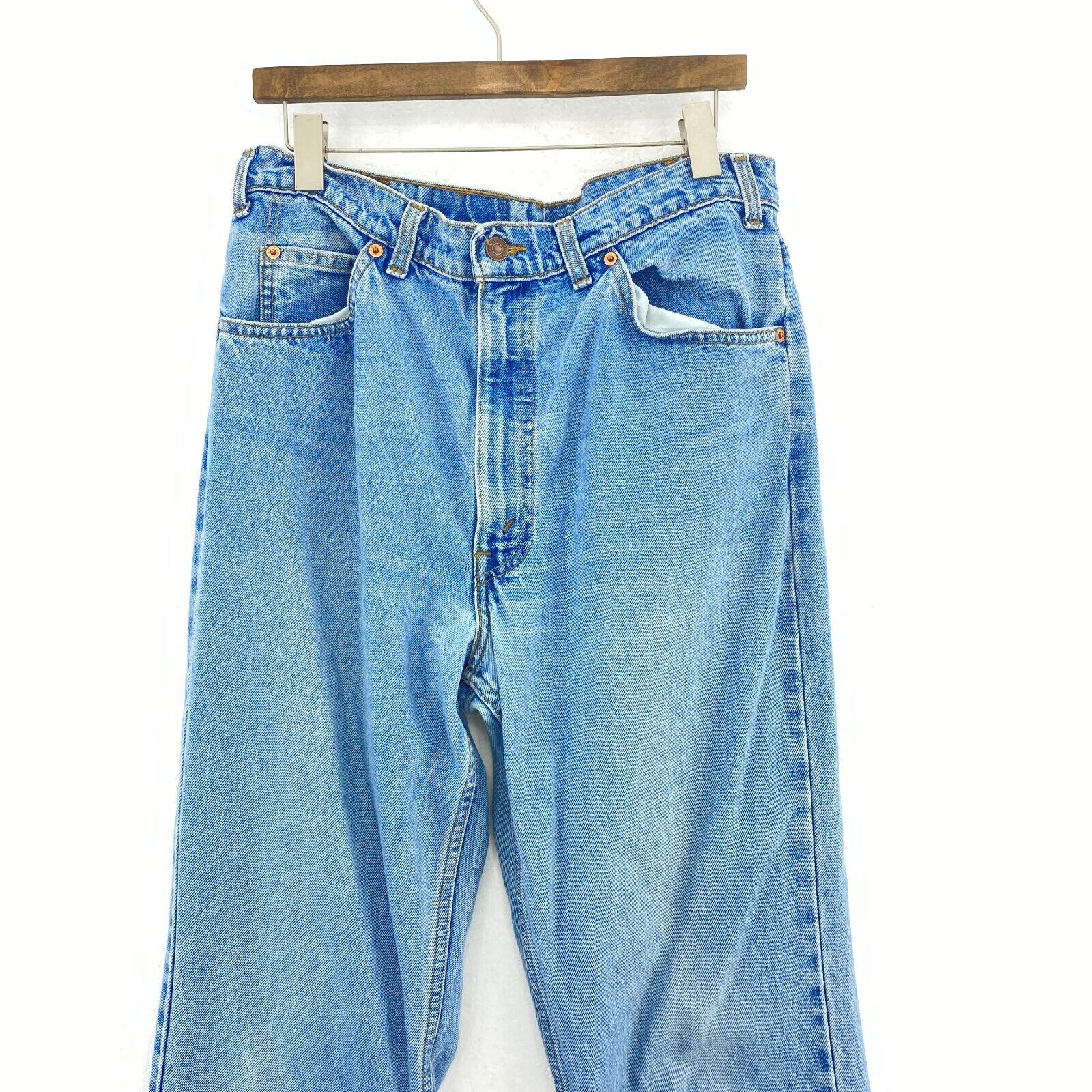 Levi's 619 Orange Tab Light Wash Blue Denim Straight Jeans Size 36