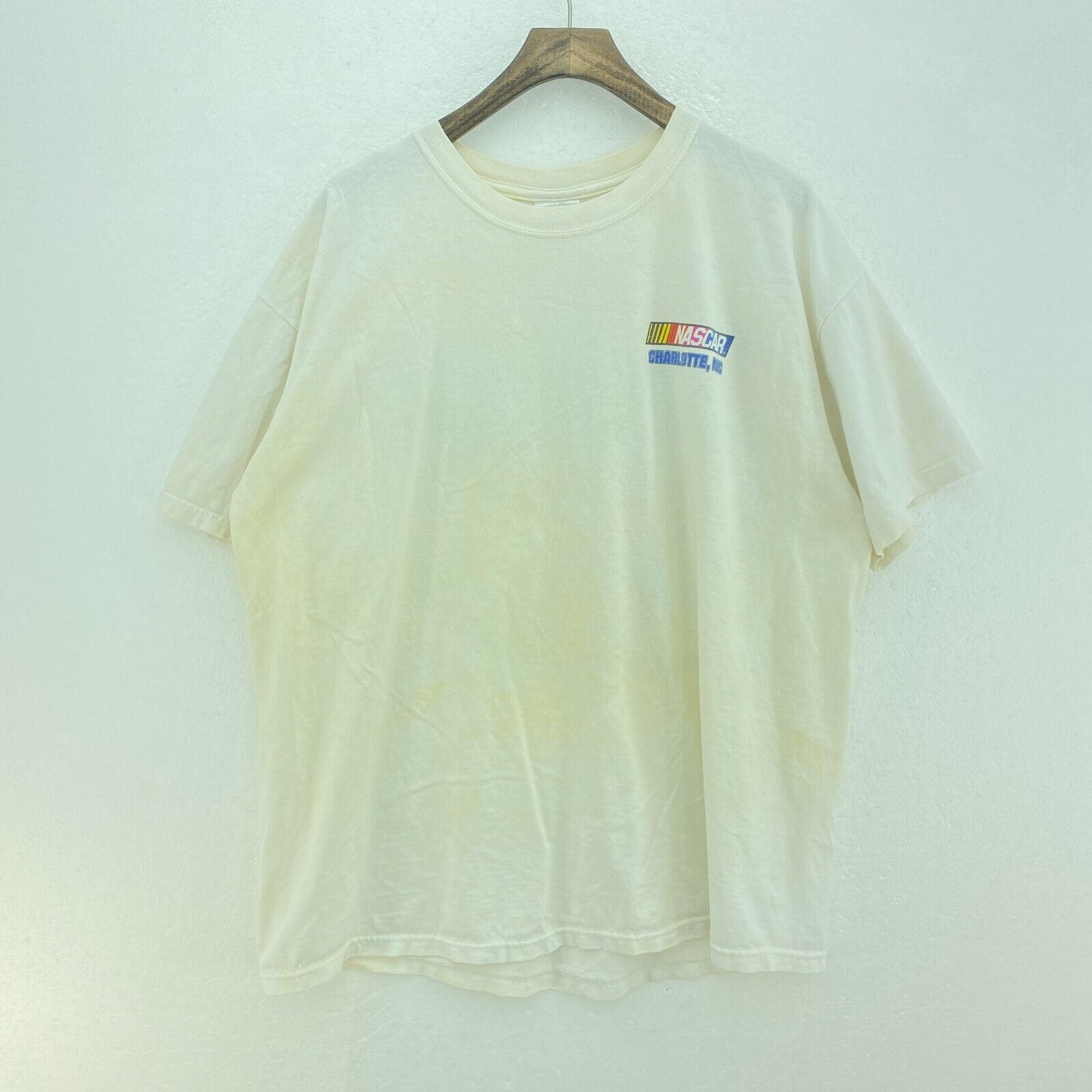 Vintage Chase Nascar Charlotte Logo Racing White T-shirt Size XL Tee