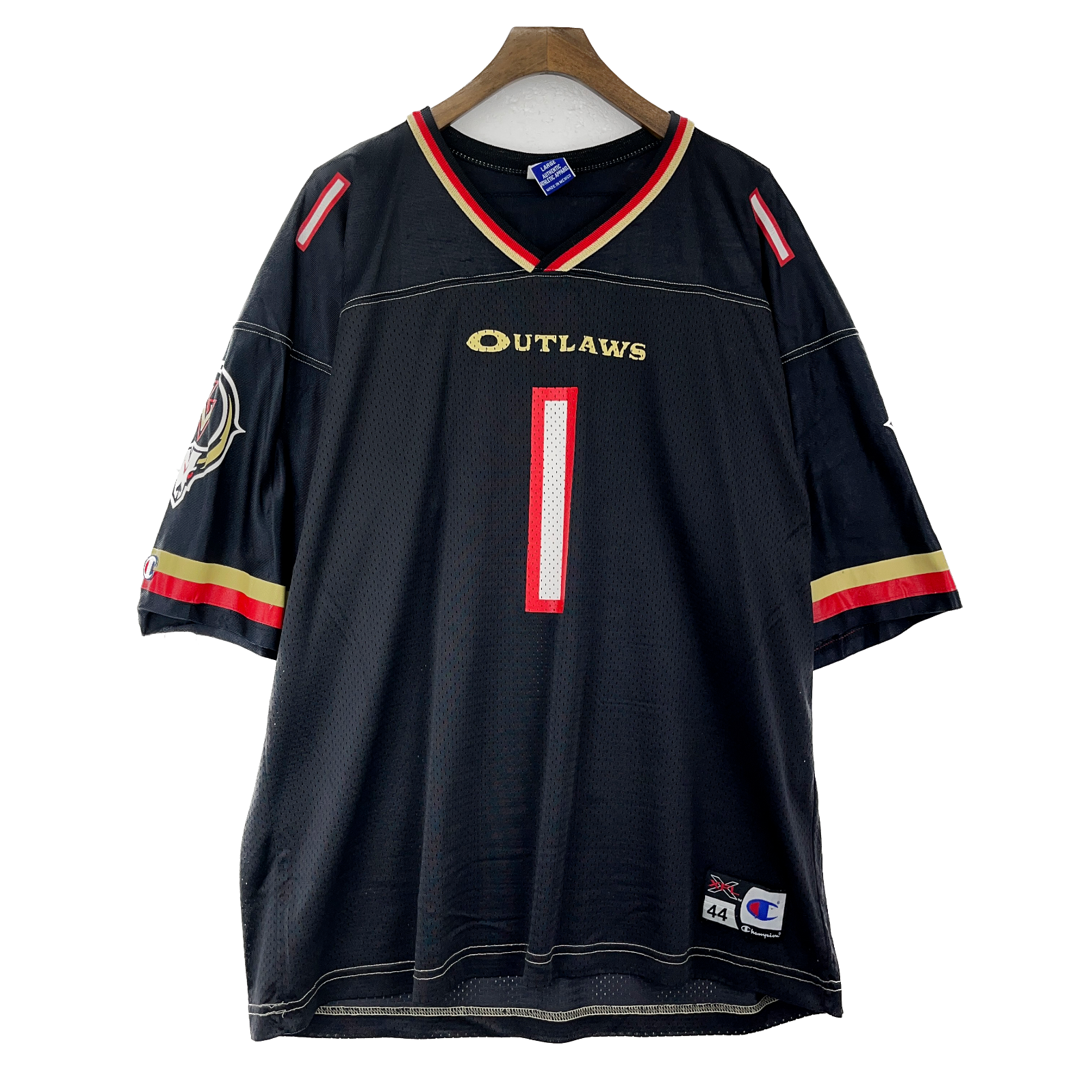 Vintage Champion Las Vegas Outlaws XFL Mesh Black Jersey Size 44
