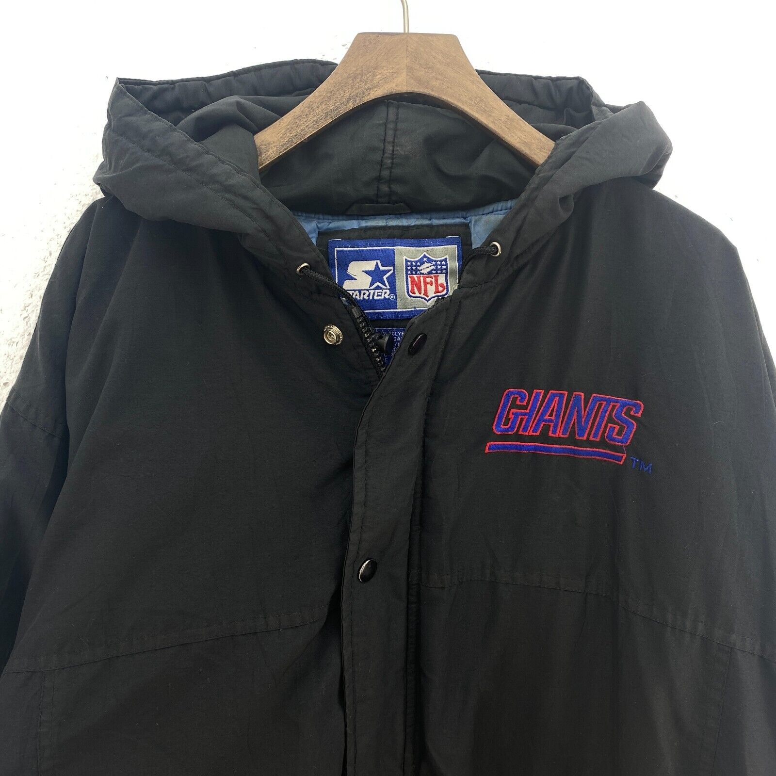 Starter New York Giants NFL Black Hooded Full Zip Jacket Size S
