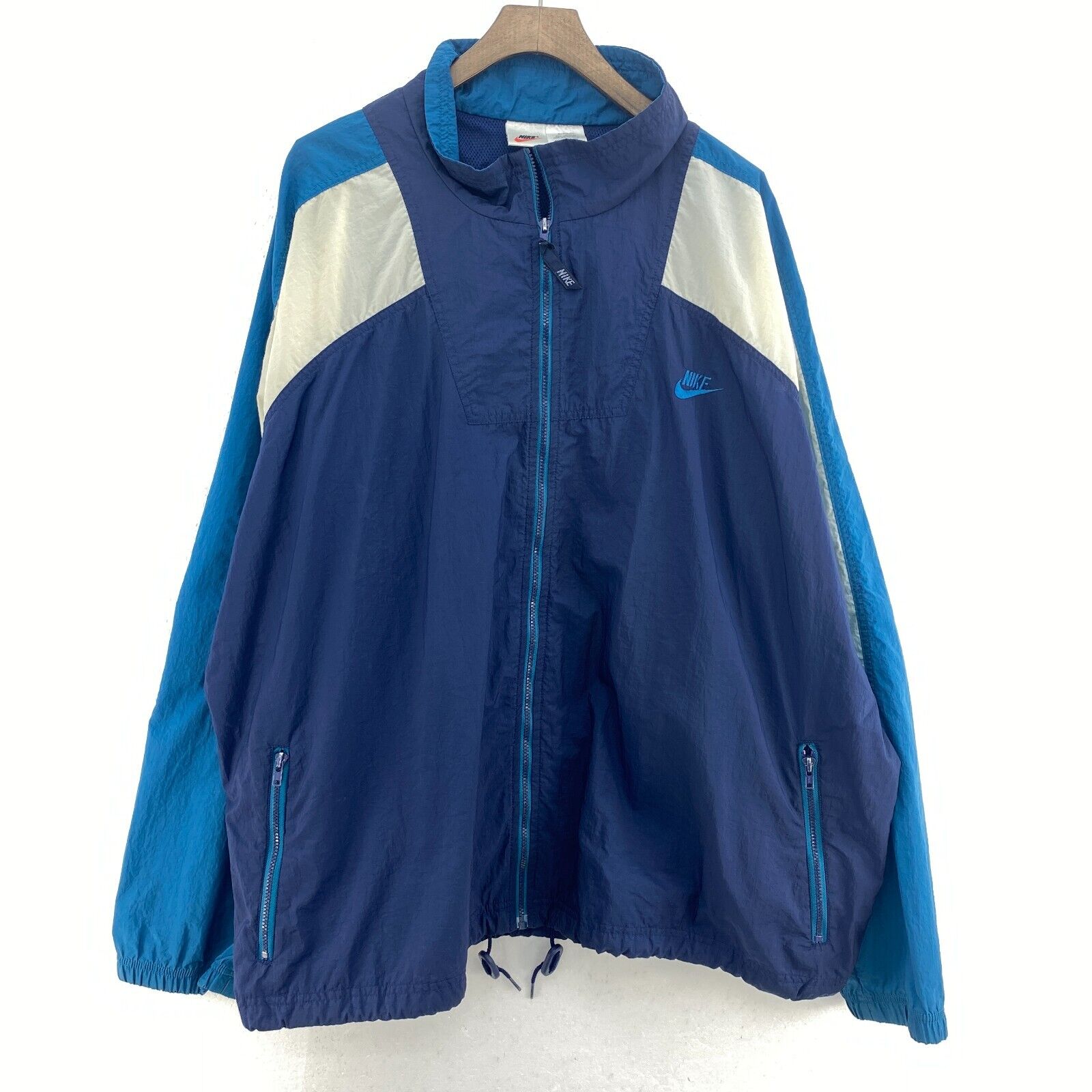 Nike Logo Vintage Full Zip Lightweight Windbreaker Navy Blue Jacket Size XXL