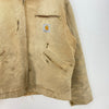 Vintage Carhartt Detroit Distressed Full Zip Fleece Lined Canvas Jacket Beige
