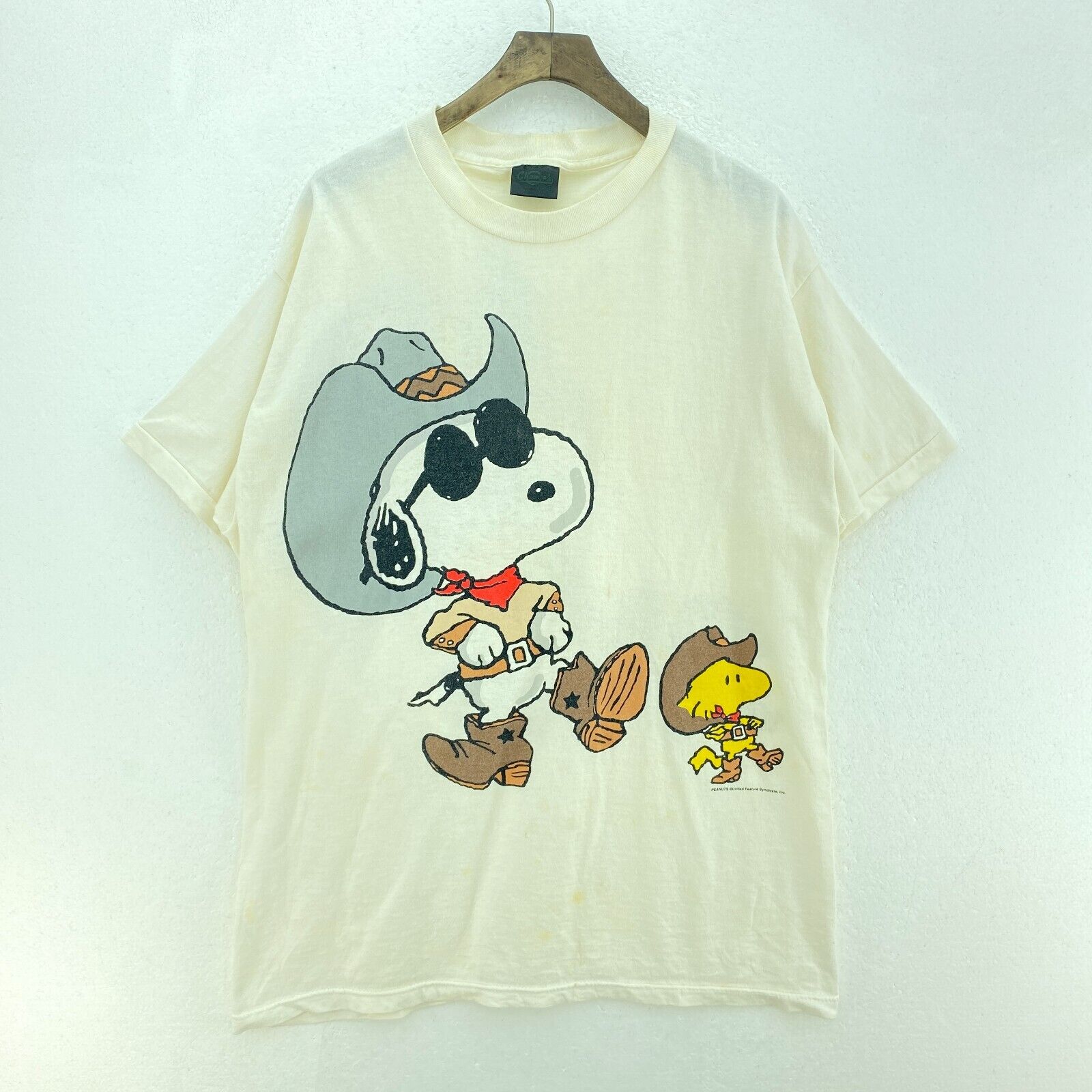 Changes Cowboy Snoopy Wearing Sunglasses And Woodstock White T-shirt Size L
