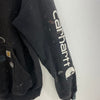 Carhartt Distressed Workwear Black Hoodie Size L Sleeve Spell Out