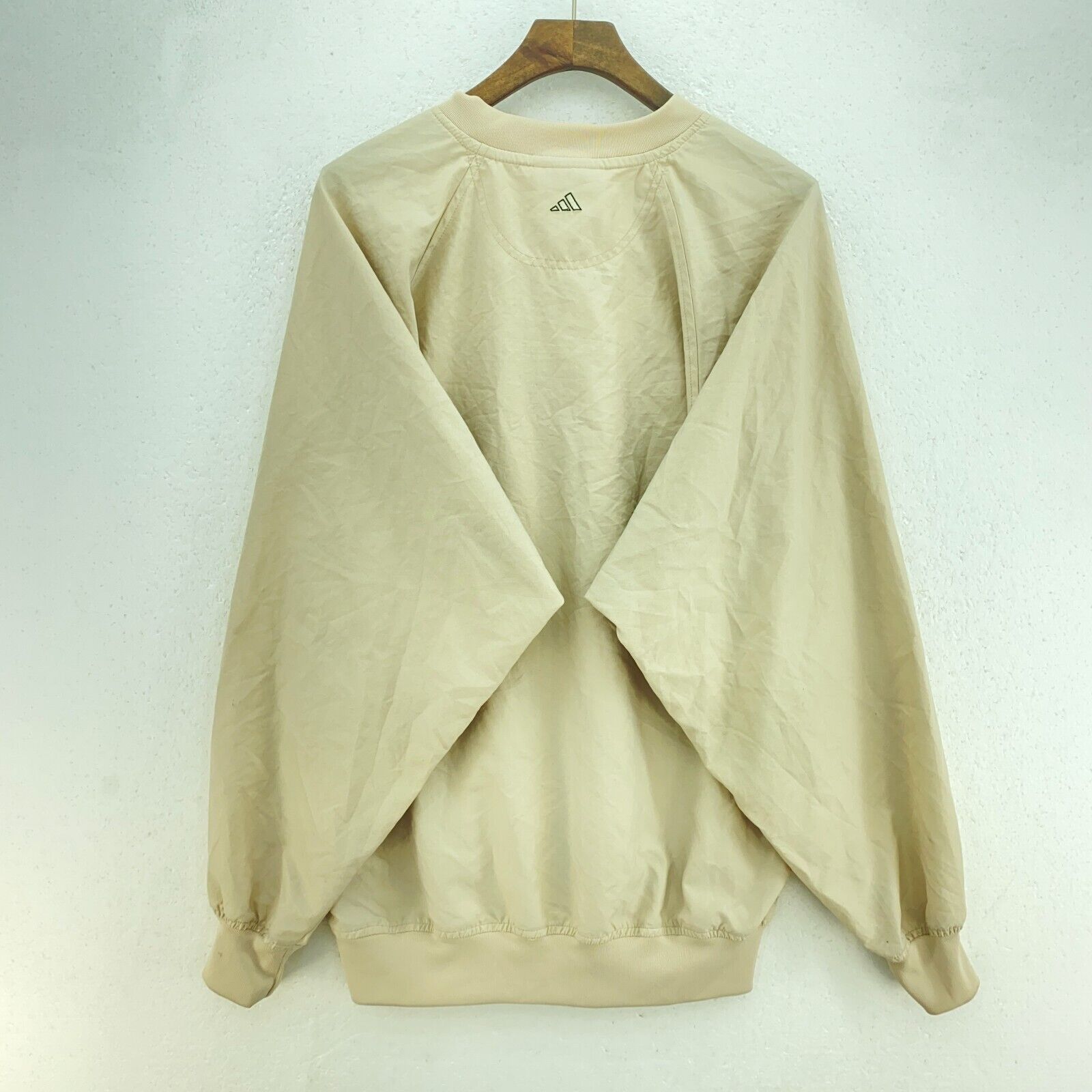 Vintage Adidas Golf Logo Beige Pullover Light Jacket Size S V-Neck