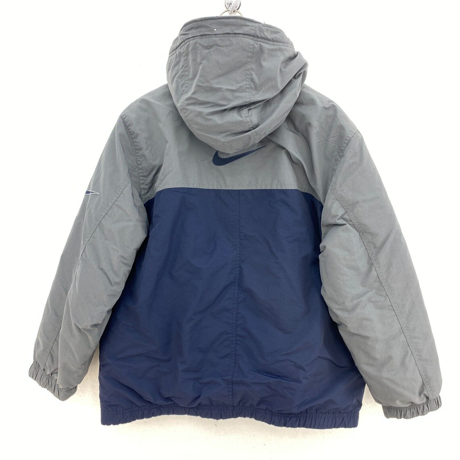 Nike Reversible Full Zip Navy Blue Gray Hooded Jacket Size XL Fleece
