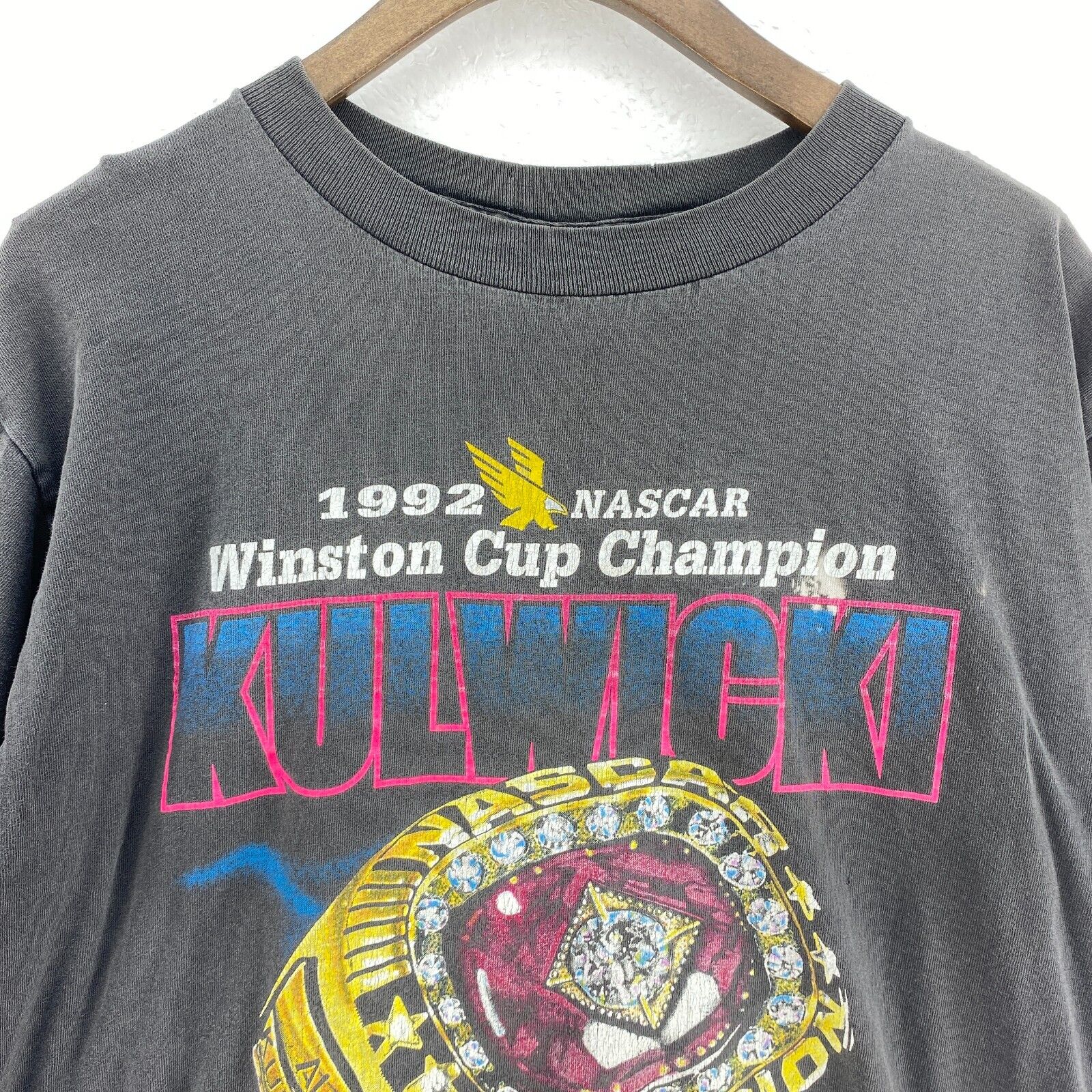 Winston Cup Champion 1993 Nascar Racing Black T-shirt Size L Alan Kulwick