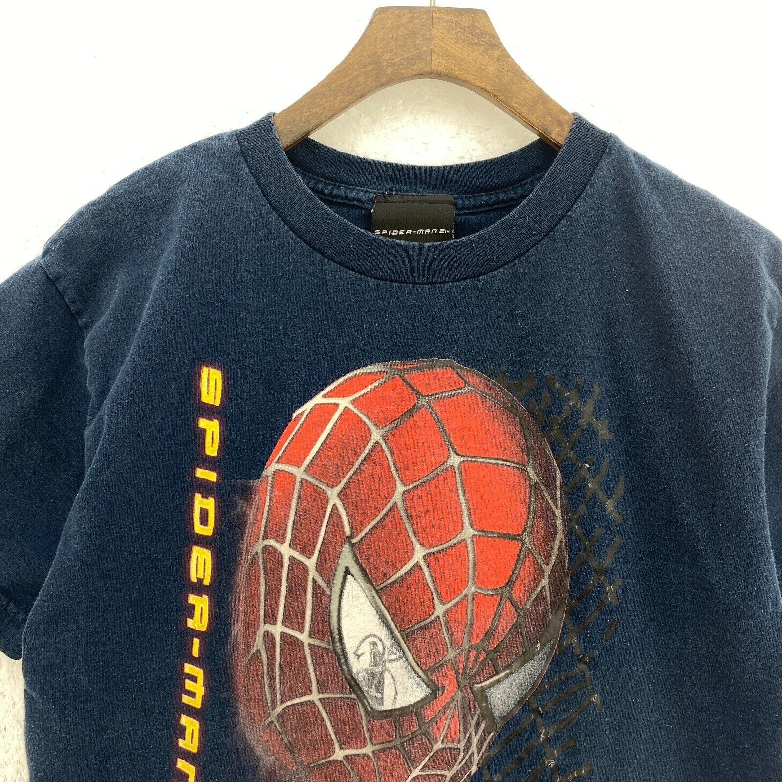Vintage Marvel Spider Man 2 Movie Navy Blue T-shirt Size XL Kids