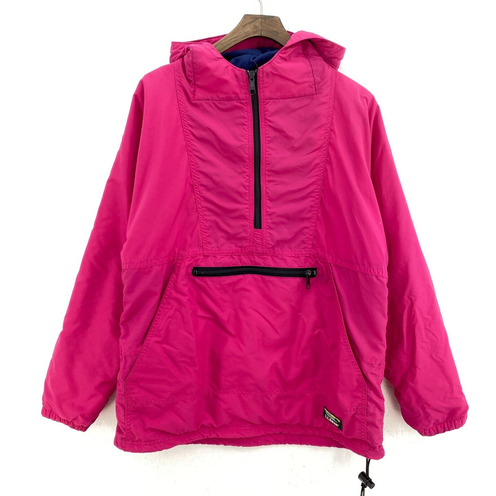 L.L. Bean Fleece Lined Hooded Pullover Jacket Pink Size S 1/4 Zip Women's