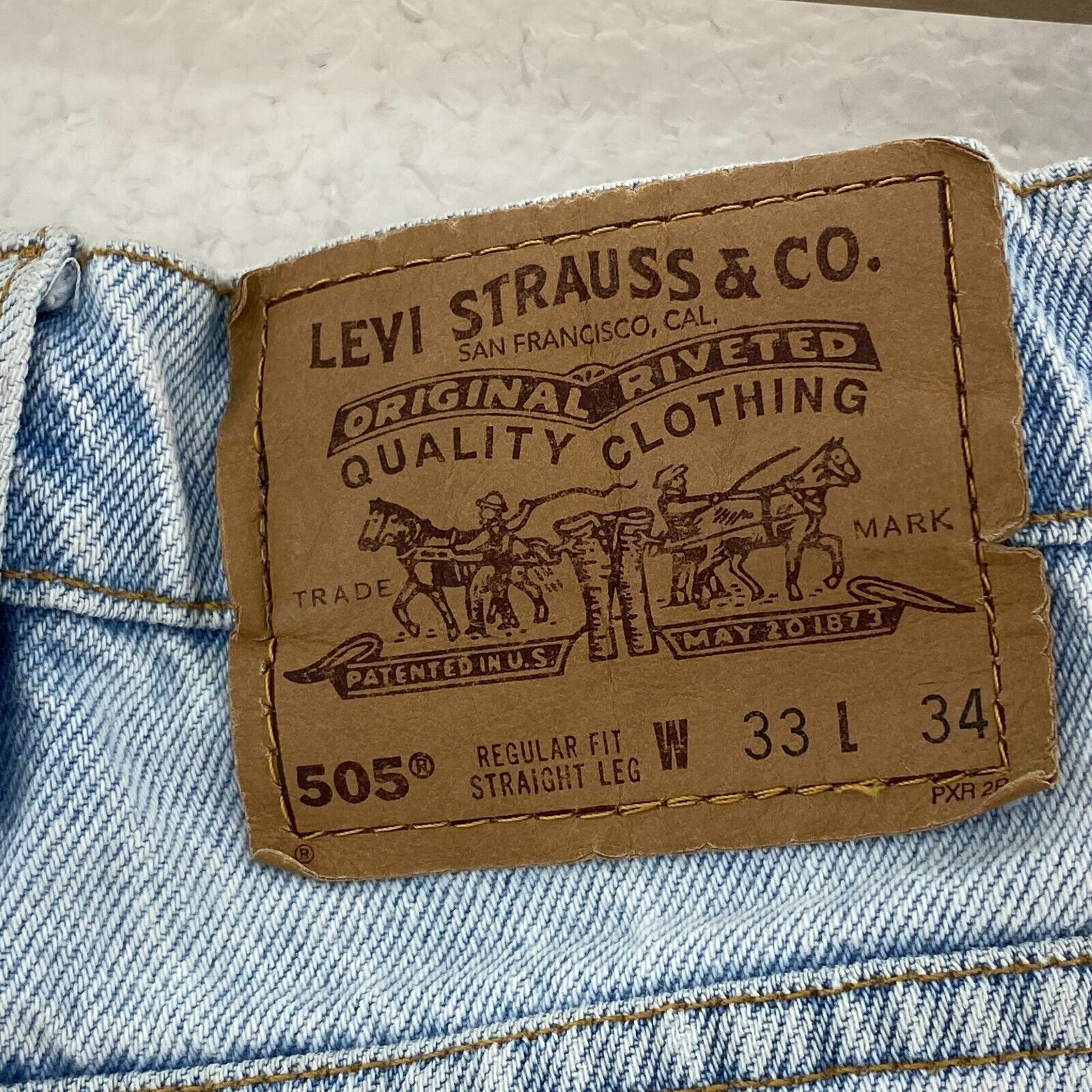 Levi's Orange Tab Light Wash Blue Denim Straight Jeans Size 33