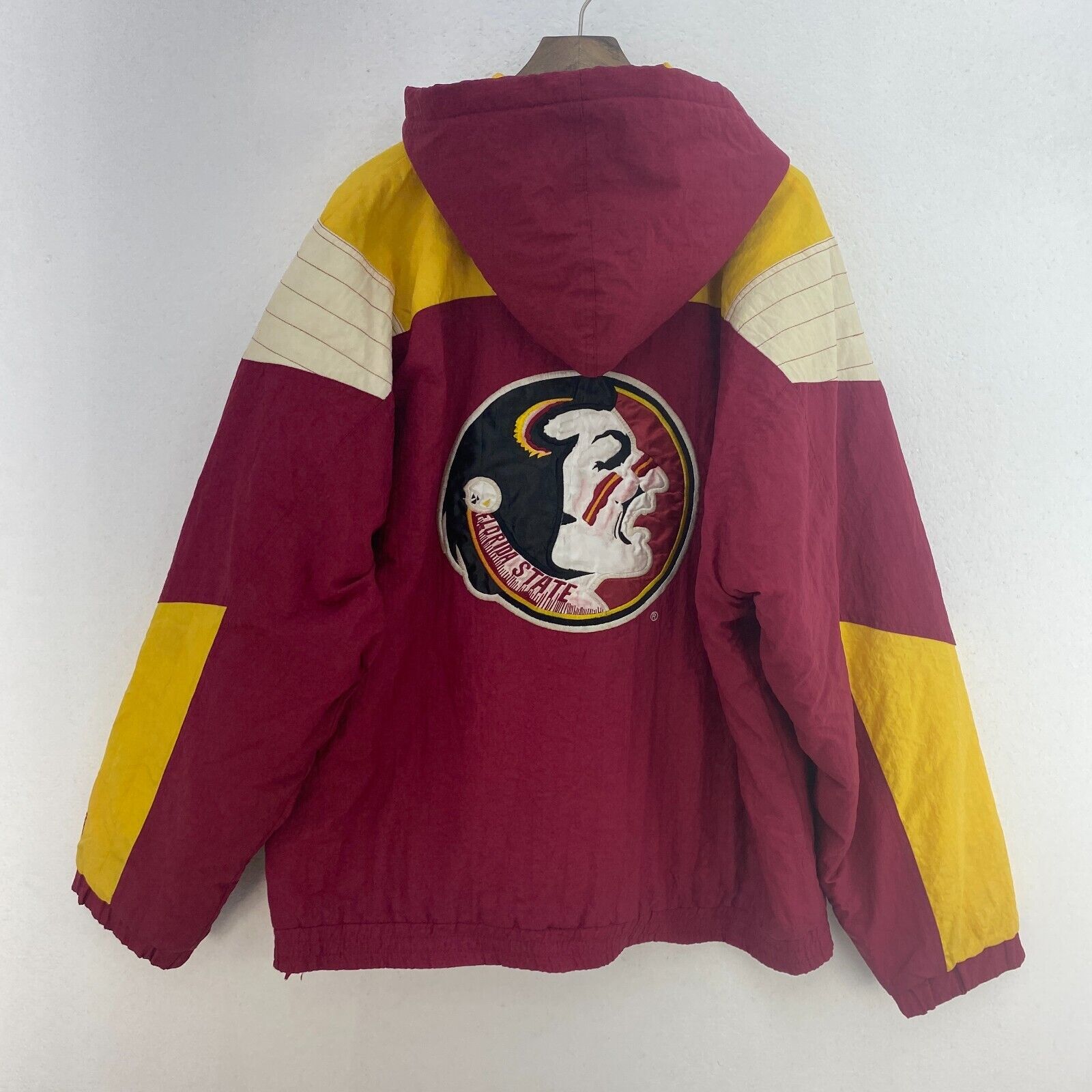 Florida State Seminoles Starter NCAA Red Half Zip Insulated Hooded Jacket Size L