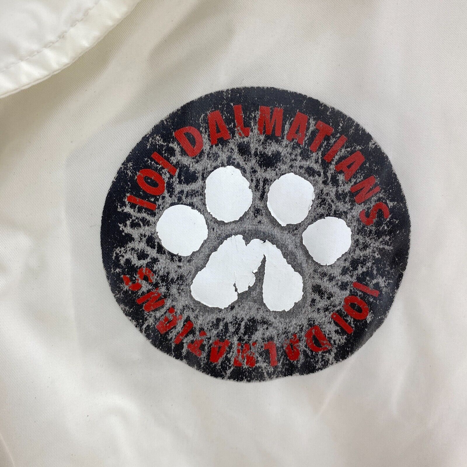 Vintage Disney 101 Dalmatians Movie Light Jacket Size M White Snap Up