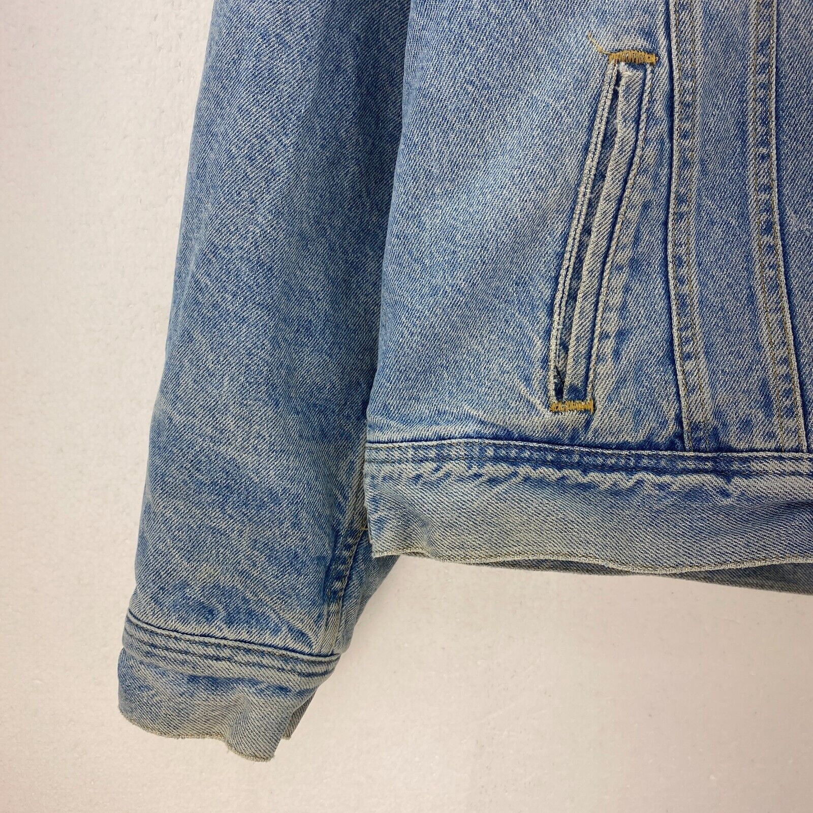 Lee Lined Denim Jacket Blue Light Wash Size L Button Up