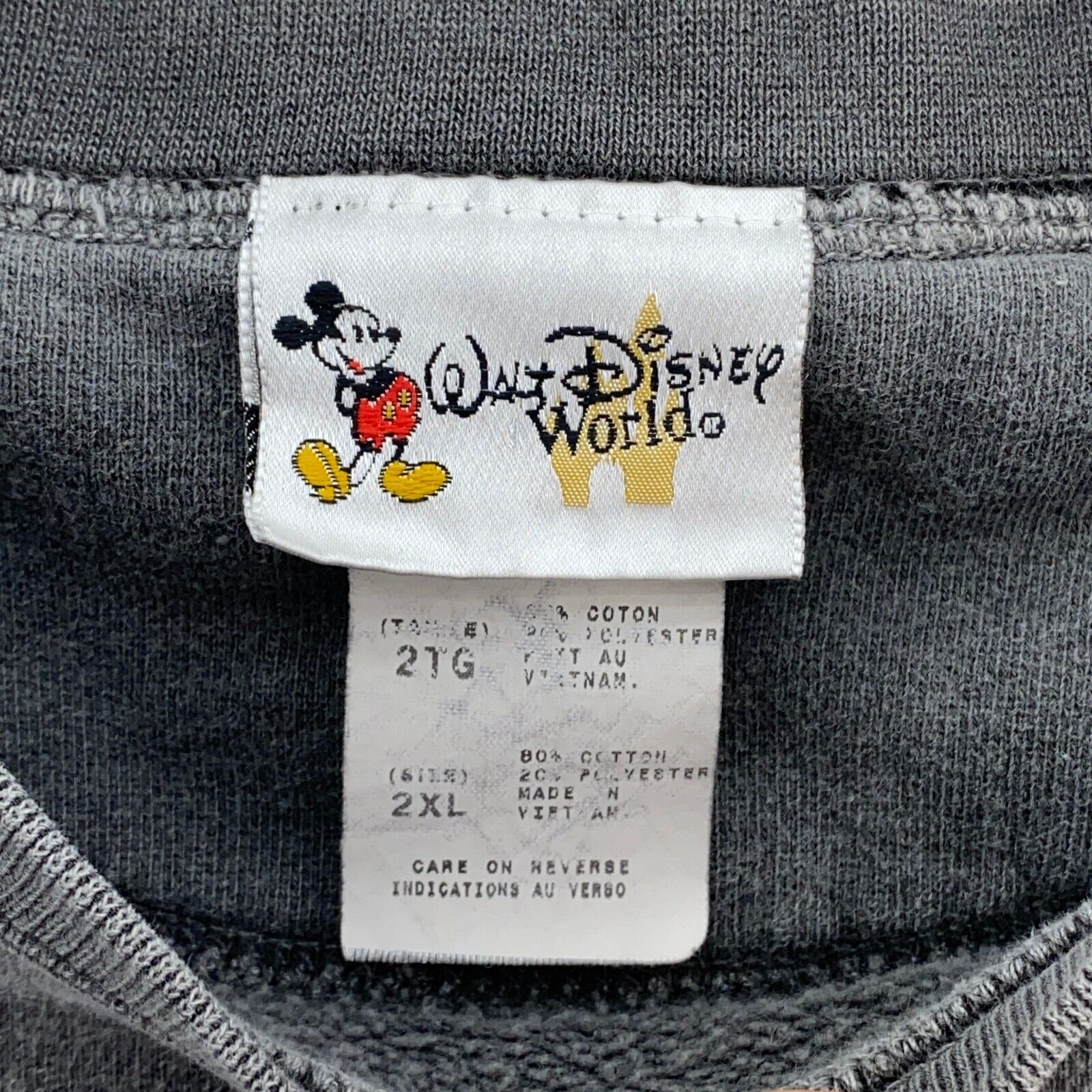 Vintage Disney Mickey Mouse Faded Look Gray Sweatshirt Size 2XL