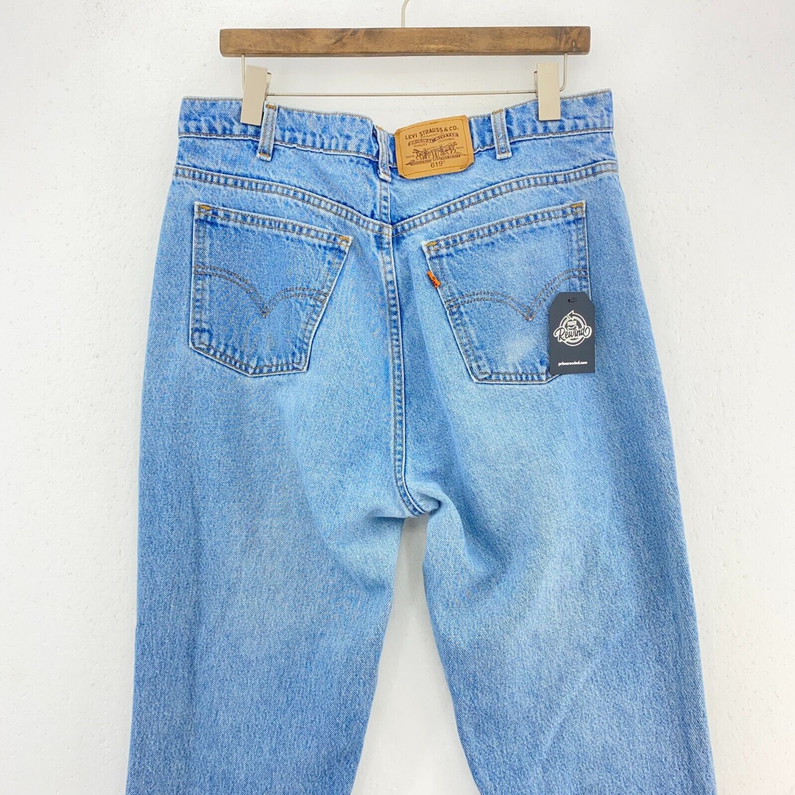 Levi's 619 Orange Tab Light Wash Blue Denim Straight Jeans Size 36
