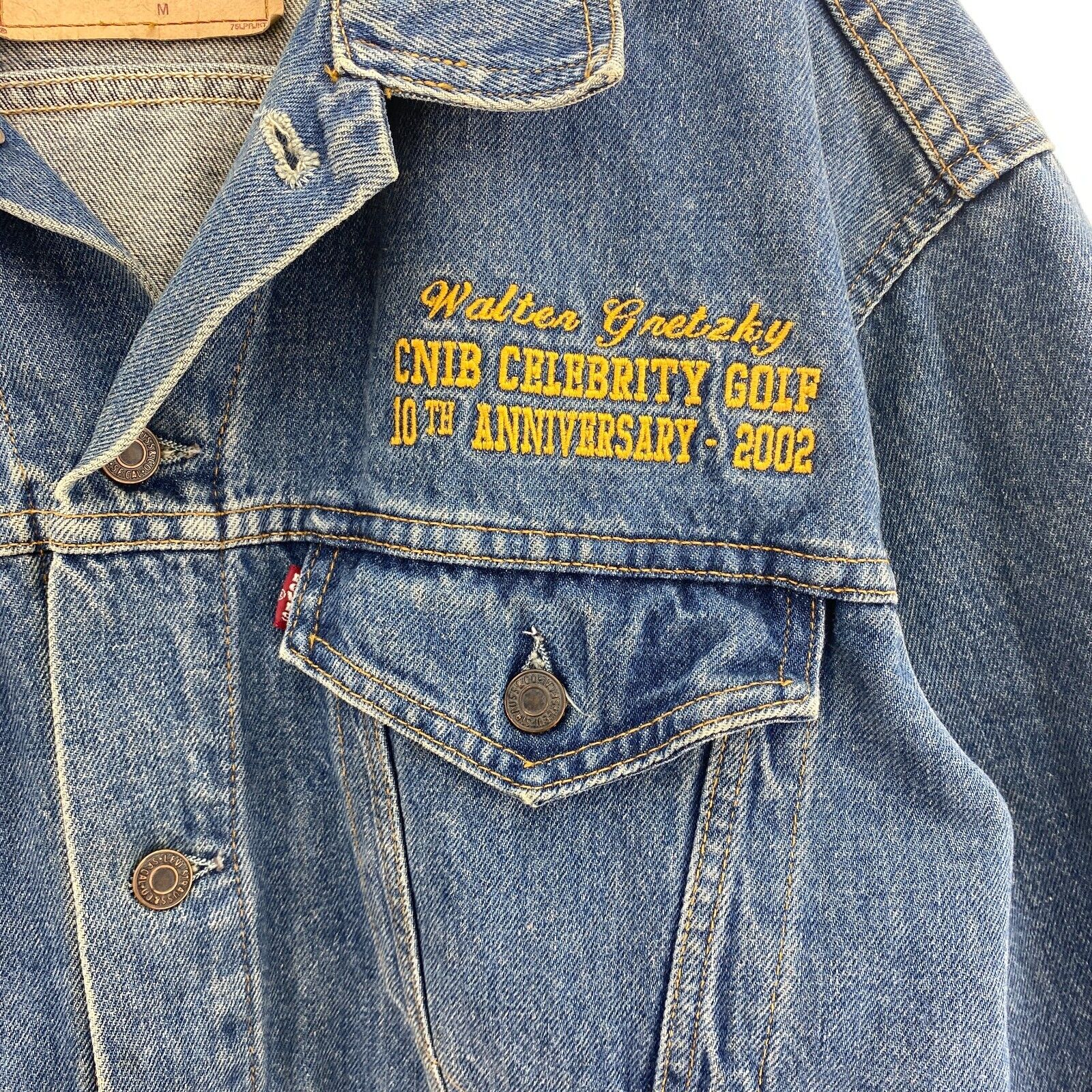 Levi's Denim Jacket Walter Gretzky Golf Medium Wash Blue Trucker Size M