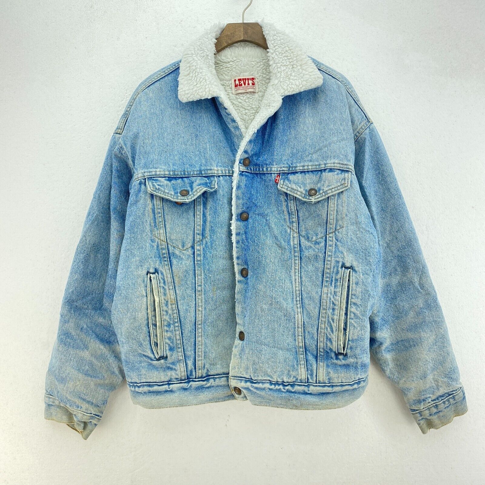 Levi's Sherpa Denim Jacket Blue Light Wash Size M Snap Up