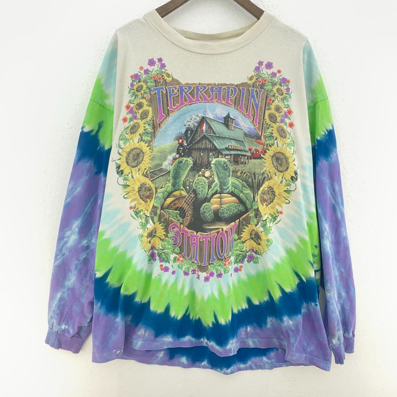 Liquid Blue Grateful Dead Tie Dye Blue Vintage Long Sleeve T-shirt Size M