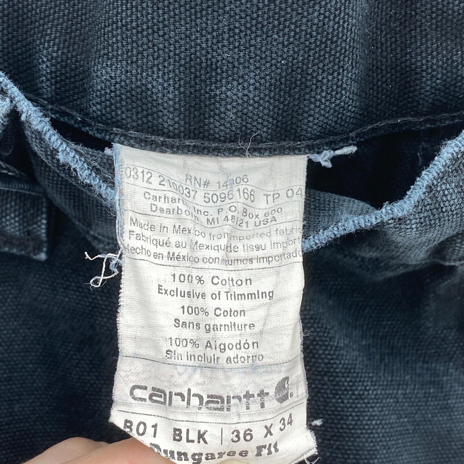 Carhartt Workwear Black Denim Cargo Pants Size 36