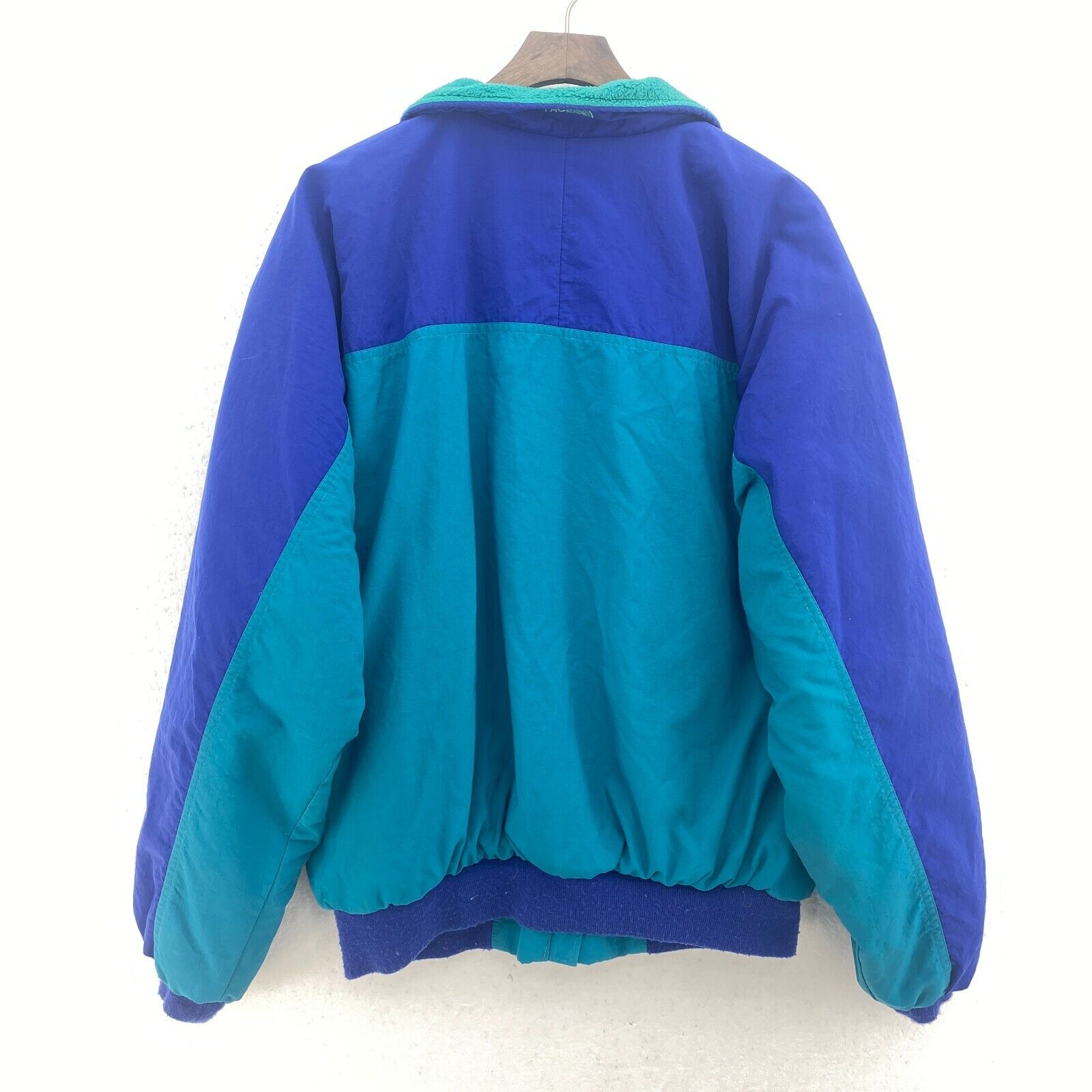 The North Face Fleece Lined Jacket Size L Two Tone Green Full Zip Up USA