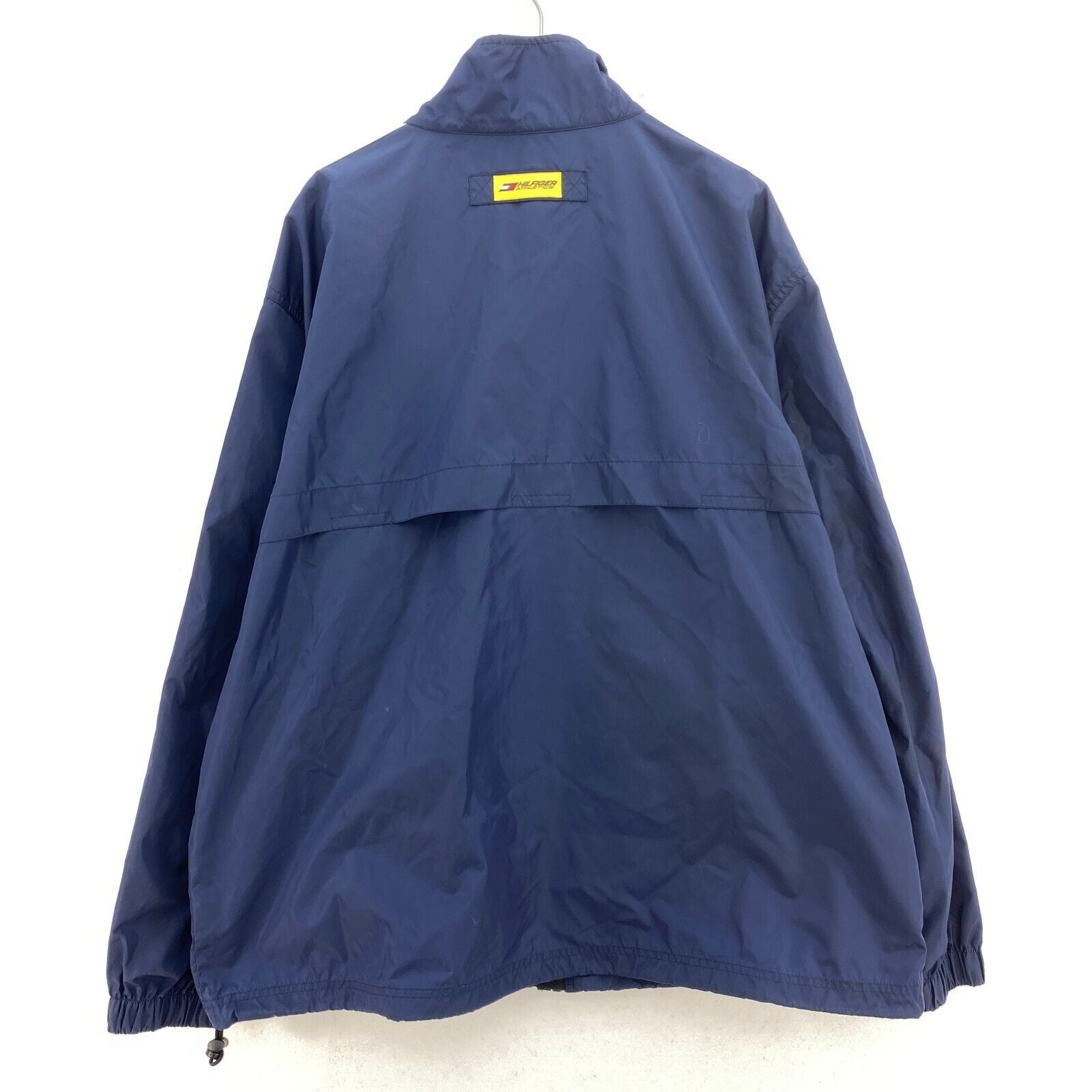 Vintage Tommy Hilfiger Full Zip Sleeve Spell Out Navy Blue Light Jacket Size XL