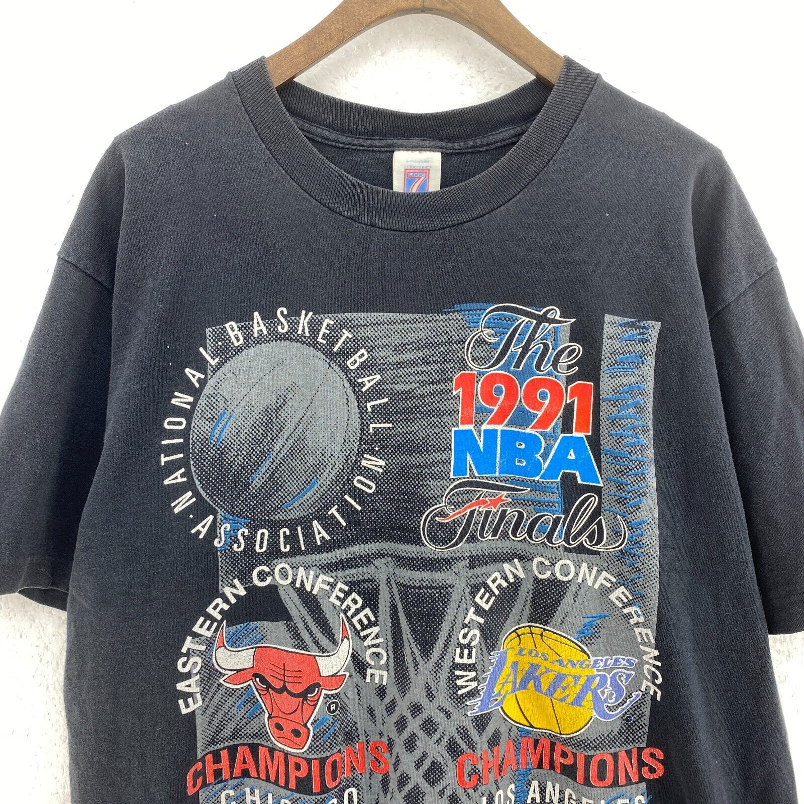Logo 7 The 1991 NBA Finals Chicago Bulls Vintage Black T-shirt Size XL