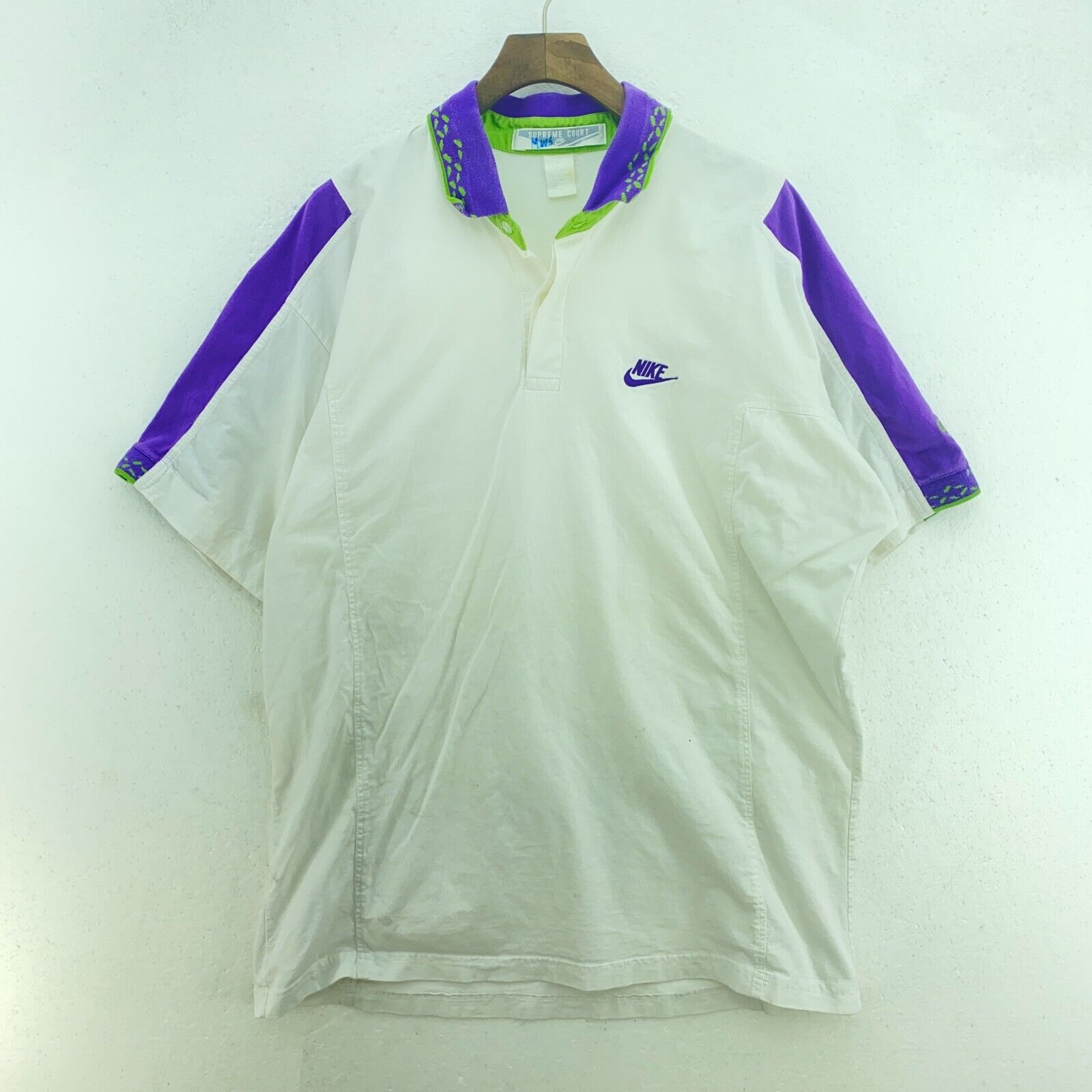Nike Swoosh Supreme Court Logo White Purple Polo T-shirt Size XL