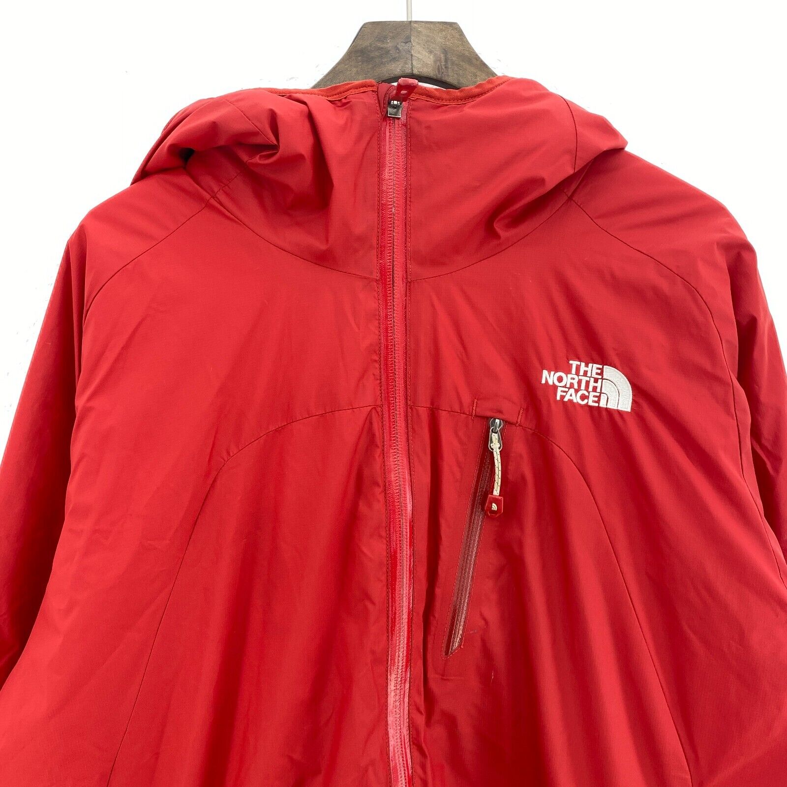 The North Face Logo Full Zip Red Light Hooded Jacket Size L Windstopper