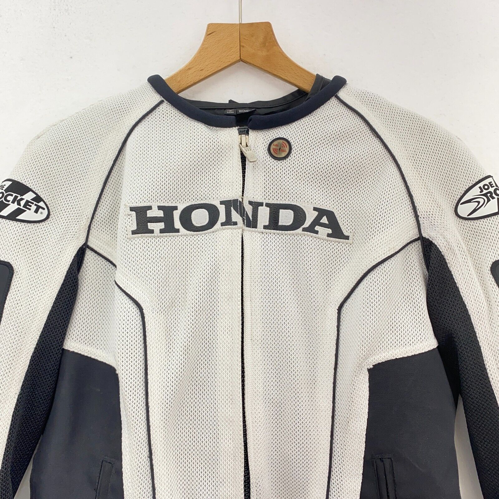 Honda Joe Rocket White Motorcycle Jacket Size M Missing Armour With Liner