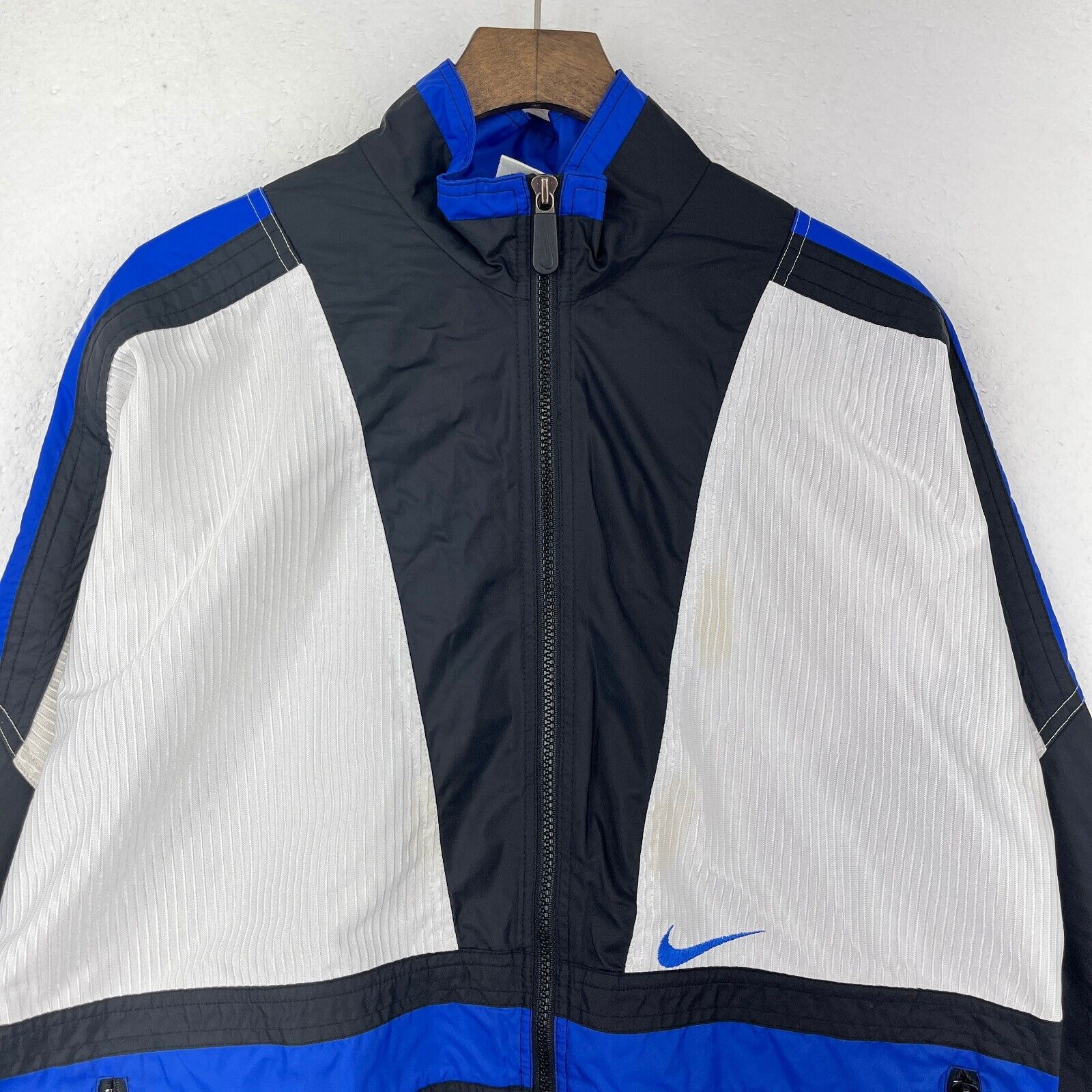 Vintage Nike Swoosh Full Zip Black White Light Jacket Size M