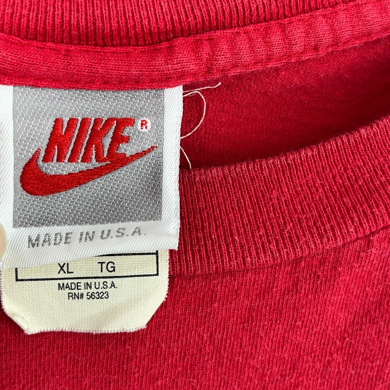 Vintage Nike 1980s Spell Out Logo Red T-shirt Size XL Single Stitch