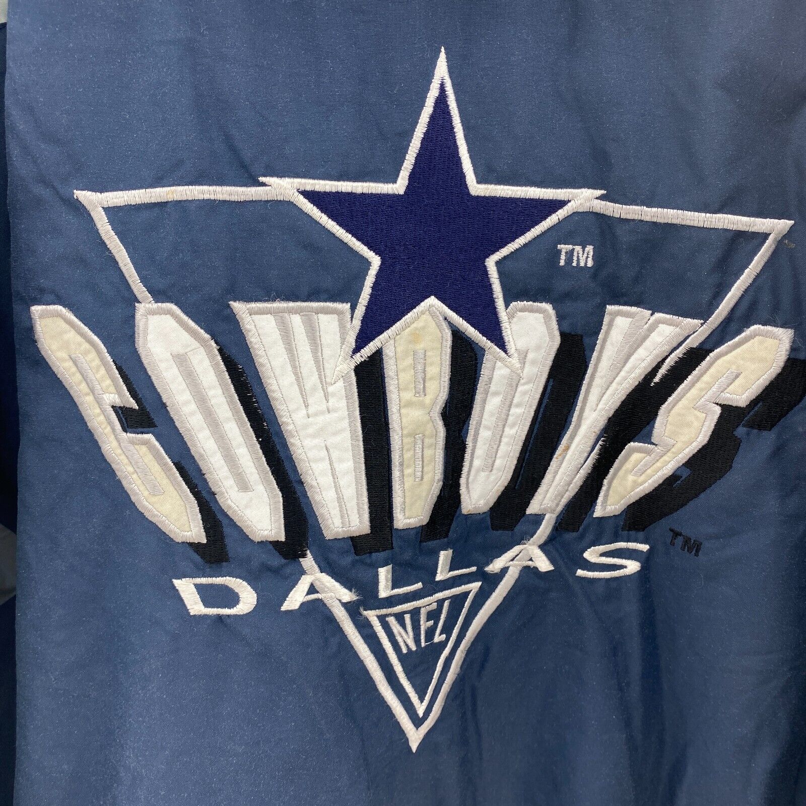 Dallas Cowboys NFL Logo 7 Insulated Full Zip Blue Hooded Jacket Size XL 90s