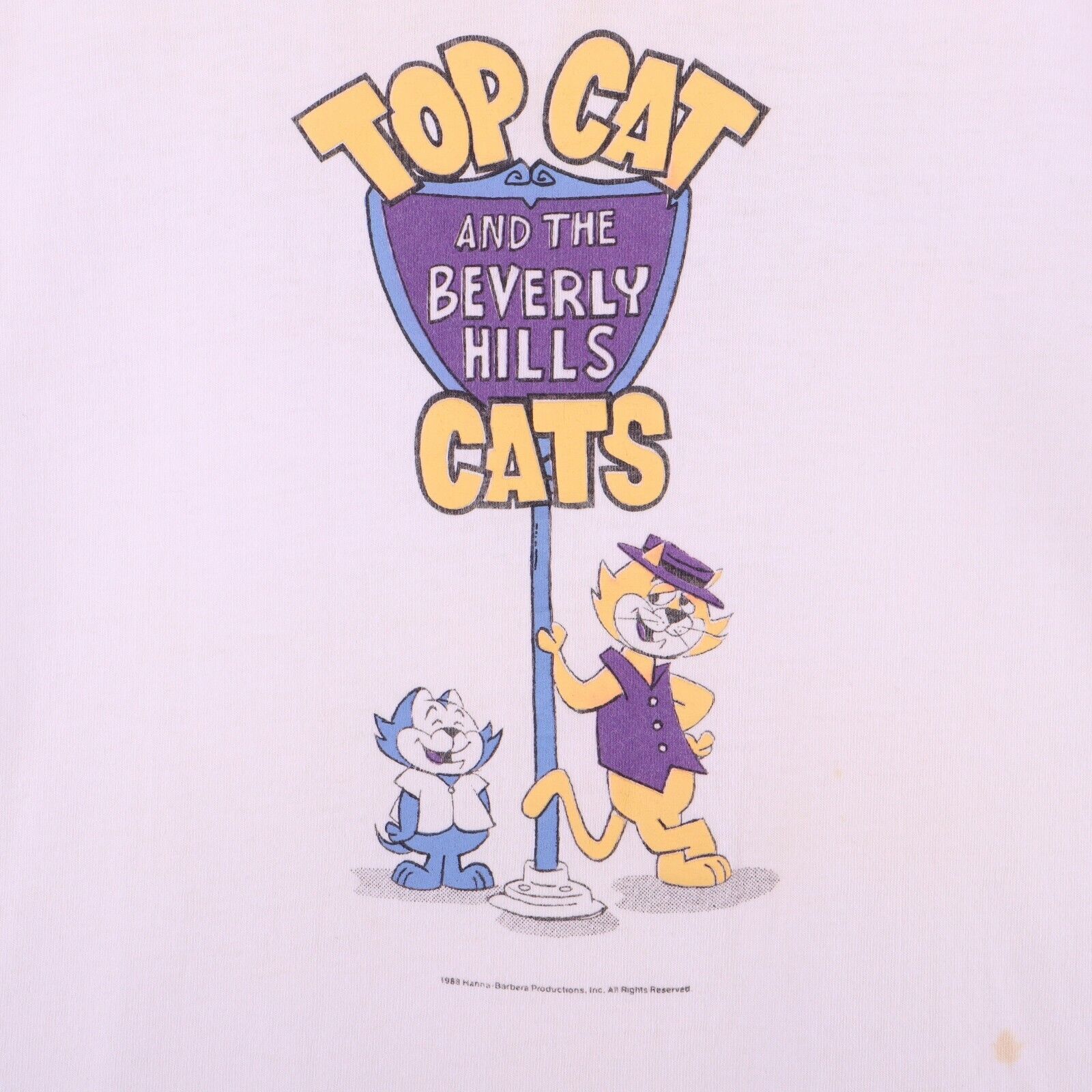 Top Cat and the Beverly Hills Cats 1988 Comedy Animation White T-shirt Size L