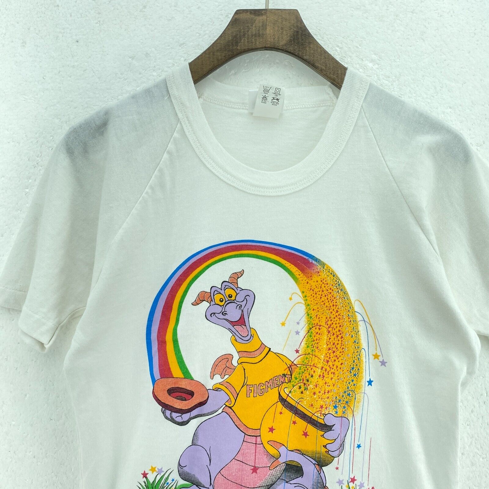 Walt Disney World 1982 Rainbow Walt Disney White Figment T-shirt Size S Kids