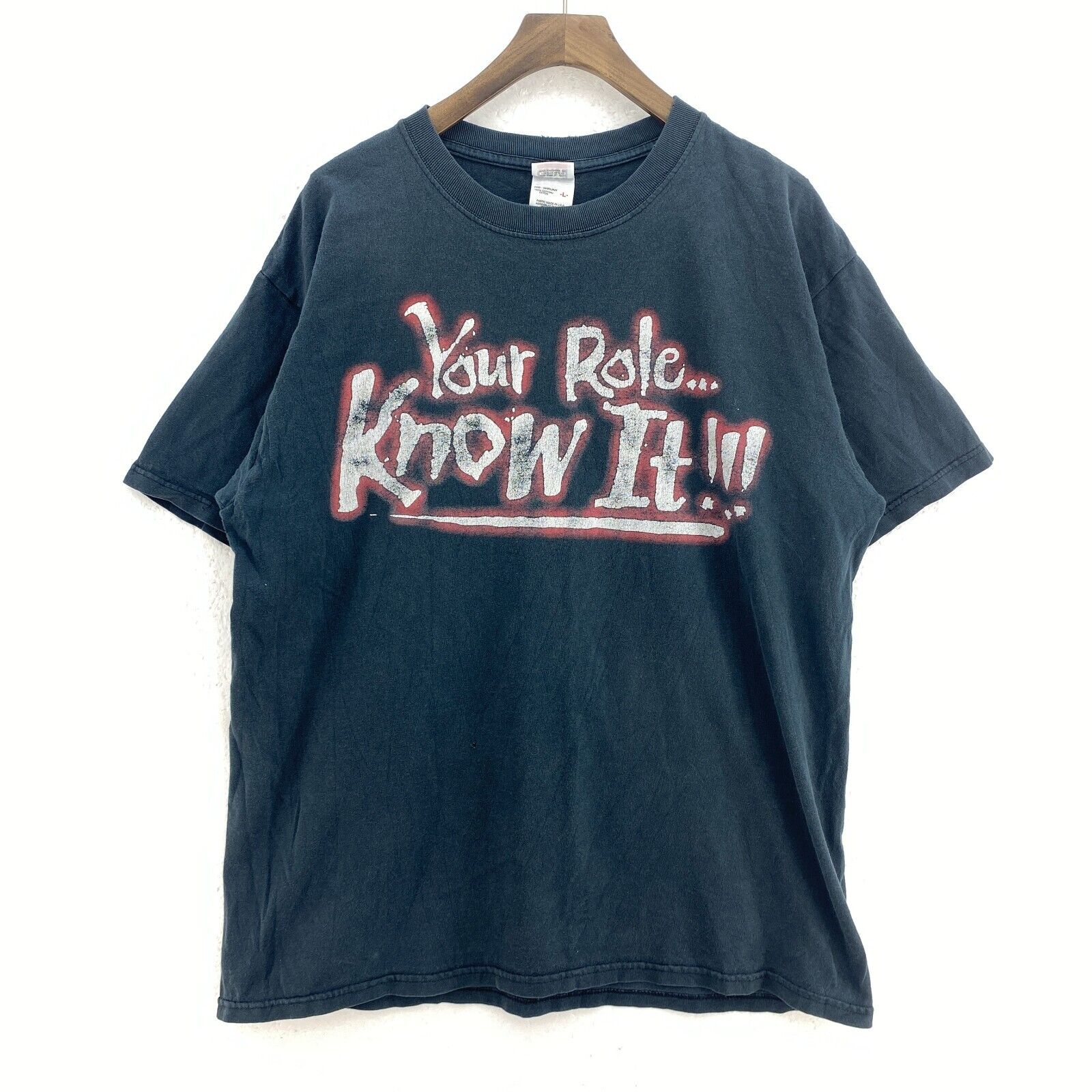WWE Wrestling 2000 Your Role Know It Black T-shirt Size L