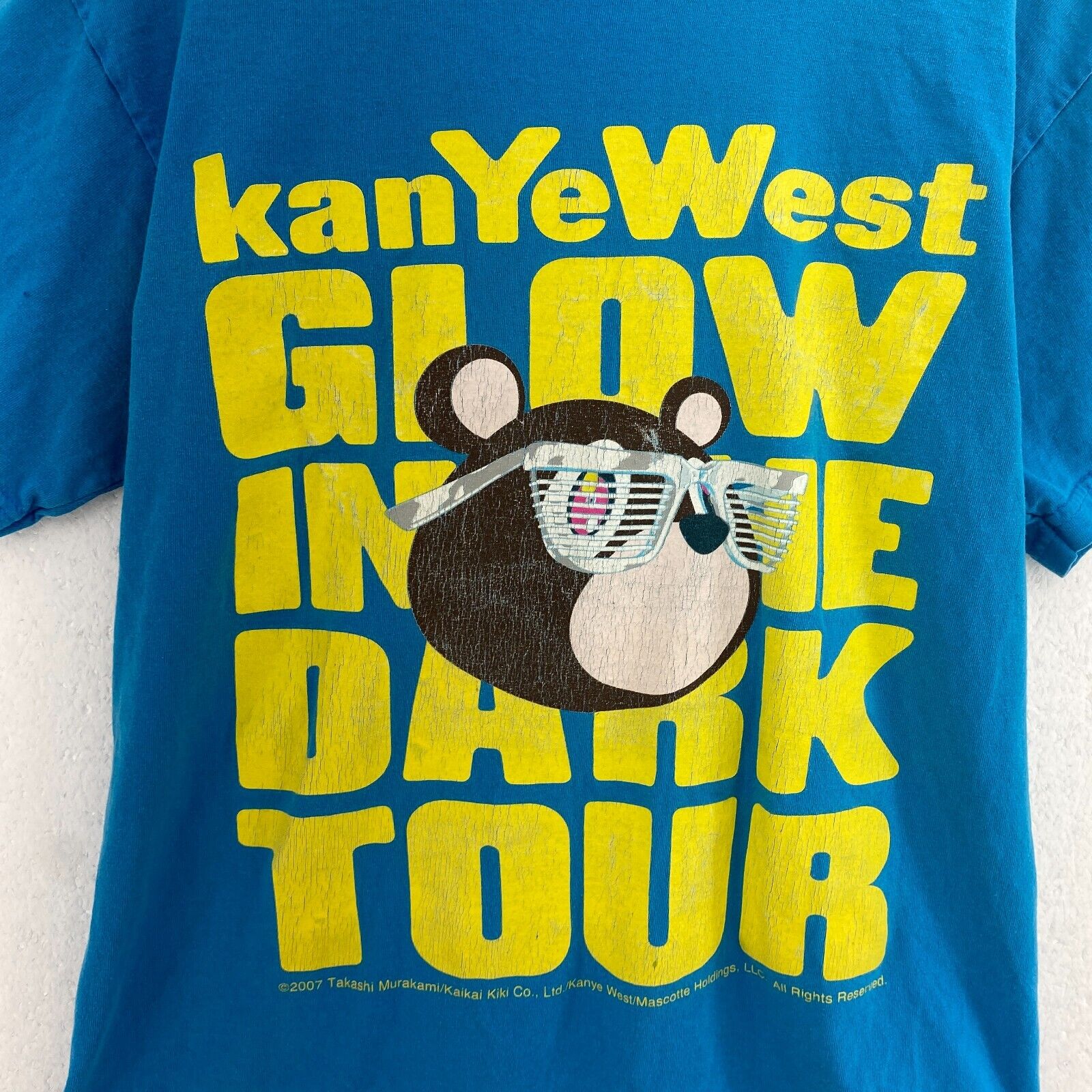 Kanye West Glow In The Dark Tour 2007 Blue T-shirt Size M