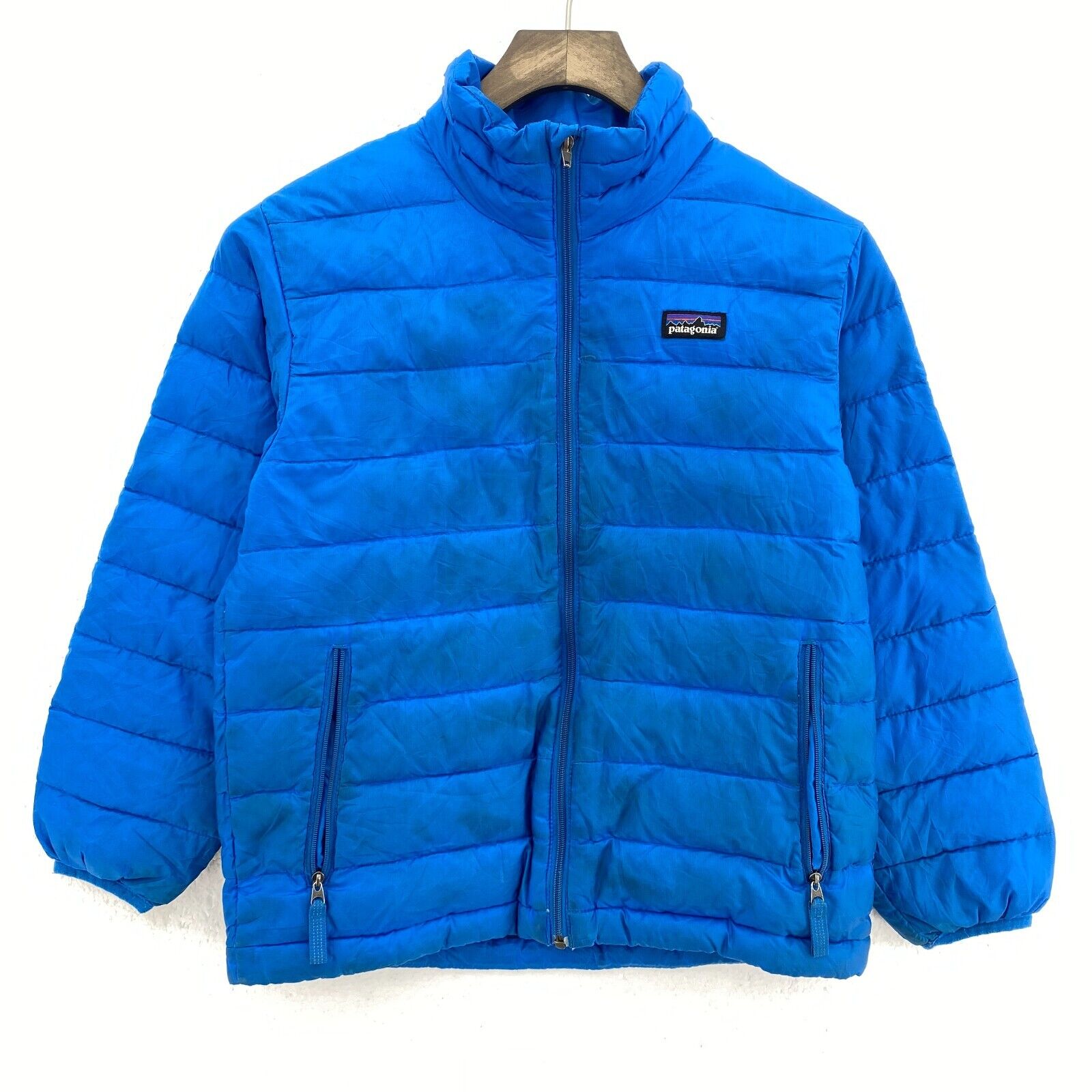 Vintage Patagonia Logo Full Zip Blue Down Puffer Jacket Size S Boys